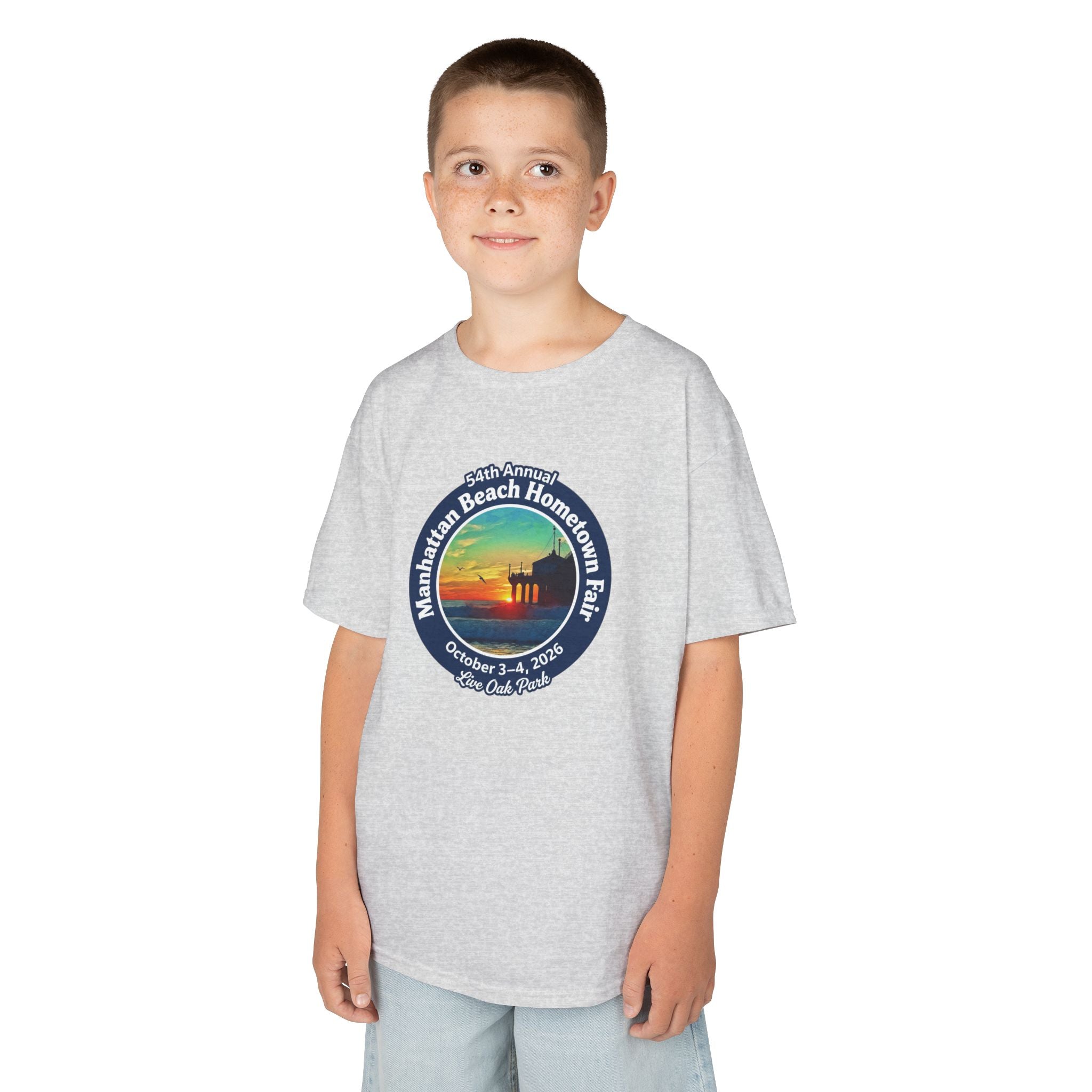 Kids Tee — Manhattan Beach Hometown Fair 2026 Sunset Logo