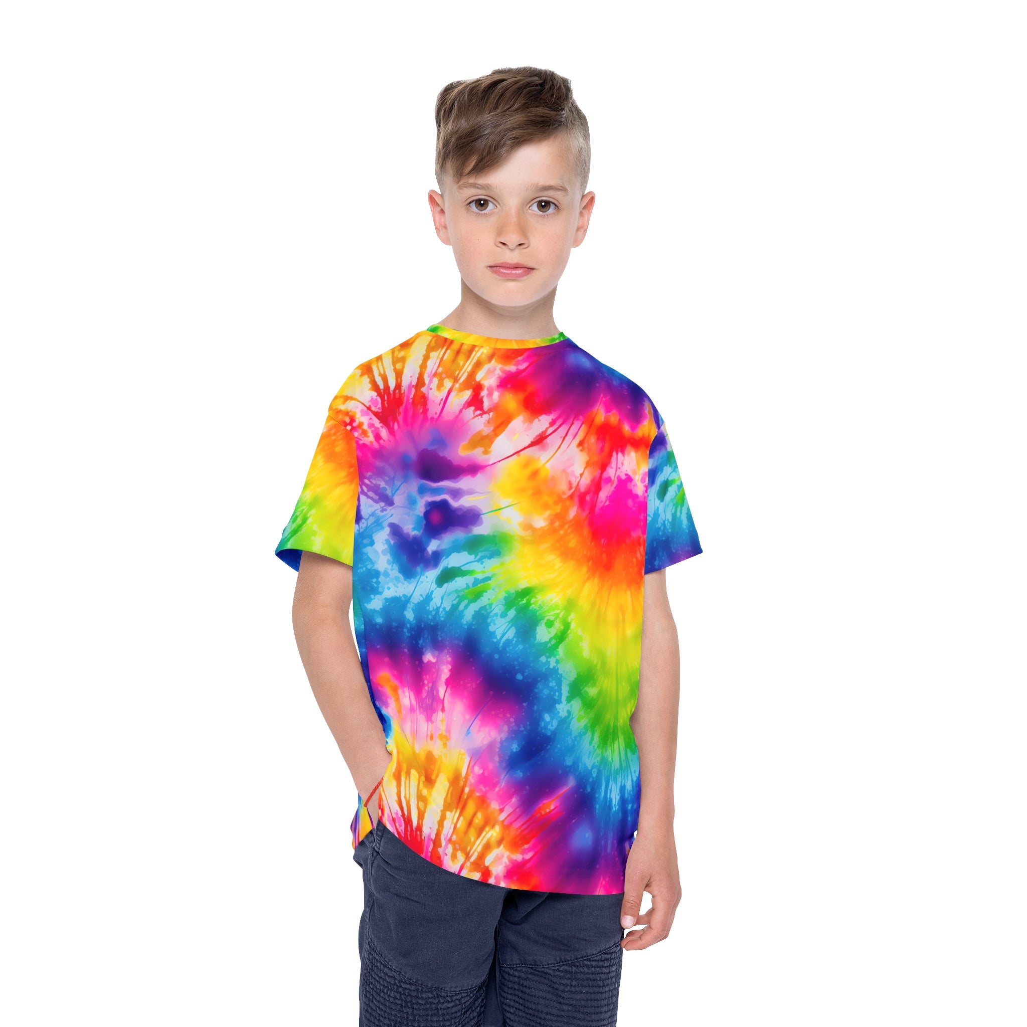 Kids Tie-Dye Sports Jersey — Vibrant All-Over Print Active Tee