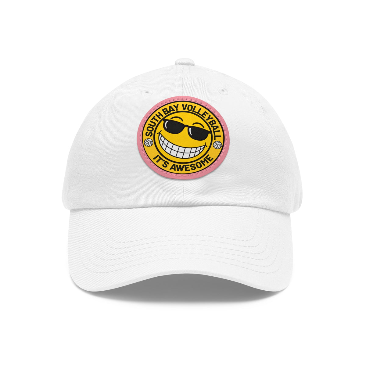 Volleyball Smiley Mom and Dad Hat — "South Bay Volleyball: It’s Awesome" Leather Patch