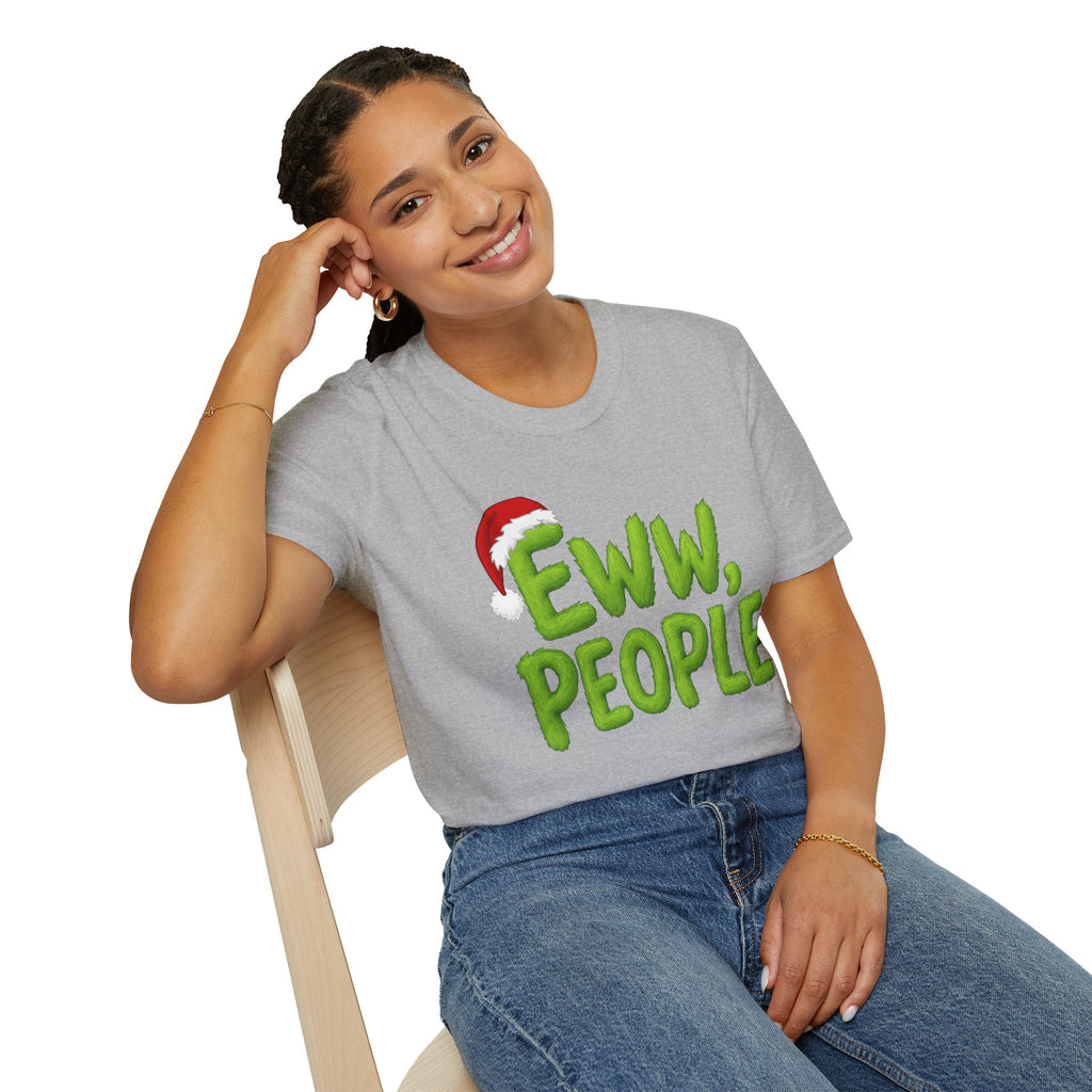 Eww, People T-Shirt | Funny Grinchy Santa Hat Holiday Tee