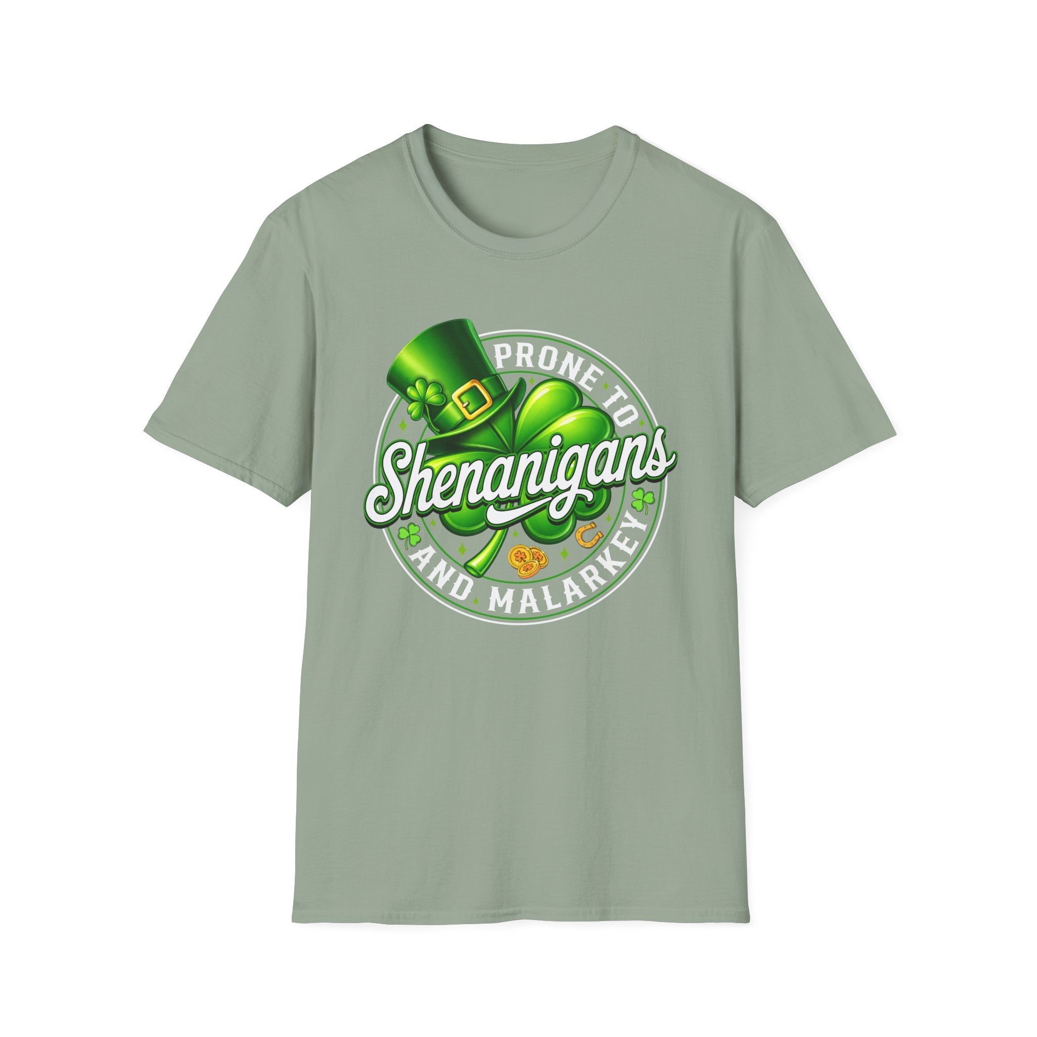 Prone to Shenanigans and Malarkey T-Shirt | St. Patrick's Day Leprechaun Hat Shamrock