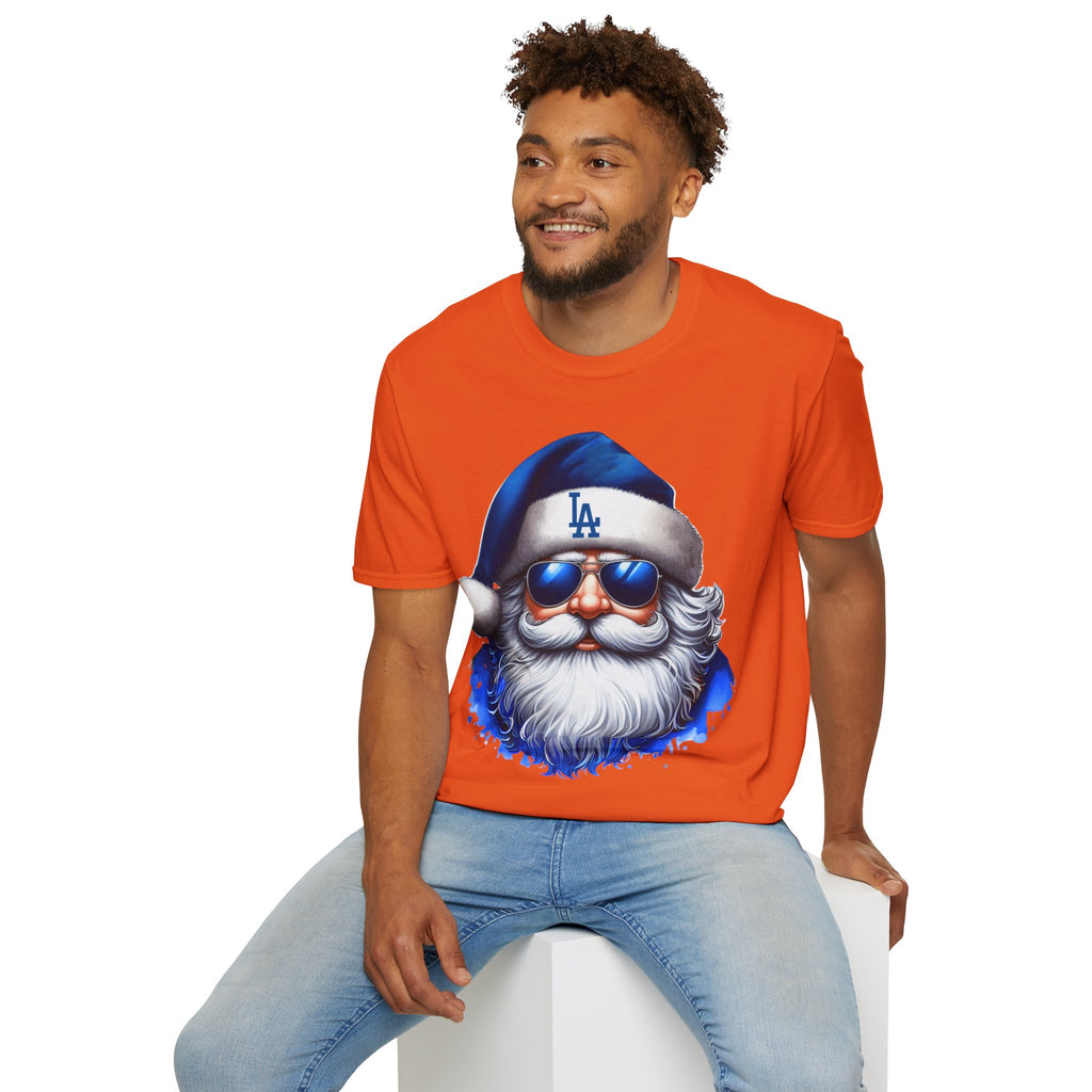 LA Dodgers Blue Santa T-Shirt — Cool Sunglasses Holiday Tee