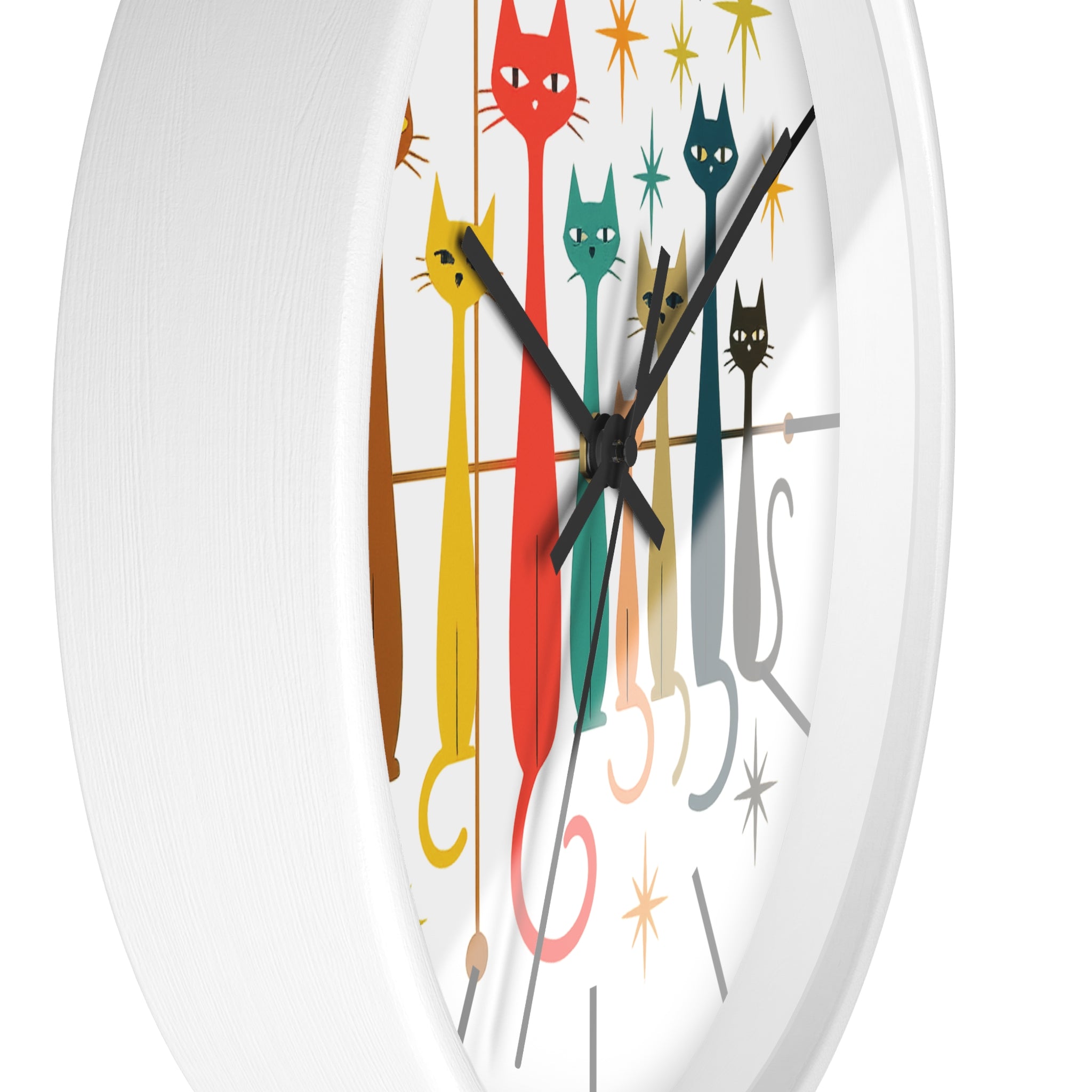 Mid Century Modern Cats Wall Clock | Retro Atomic Kitty Design