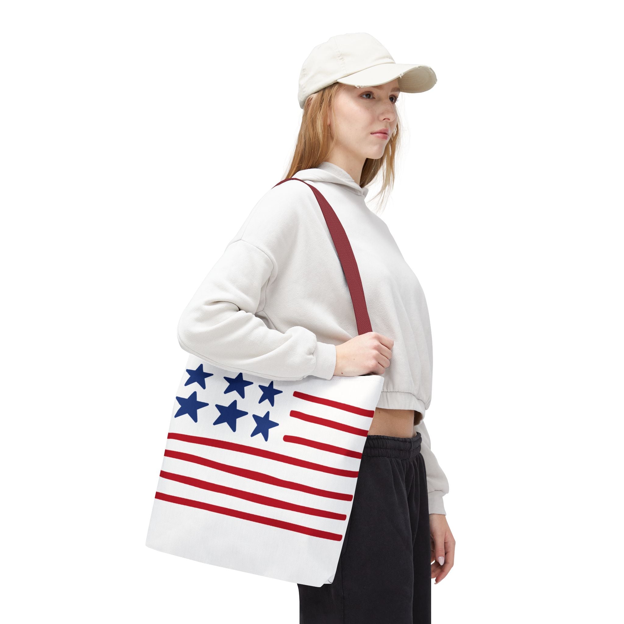 American Flag Stars & Stripes Tote Bag — Patriotic Canvas Beach Grocery Bag
