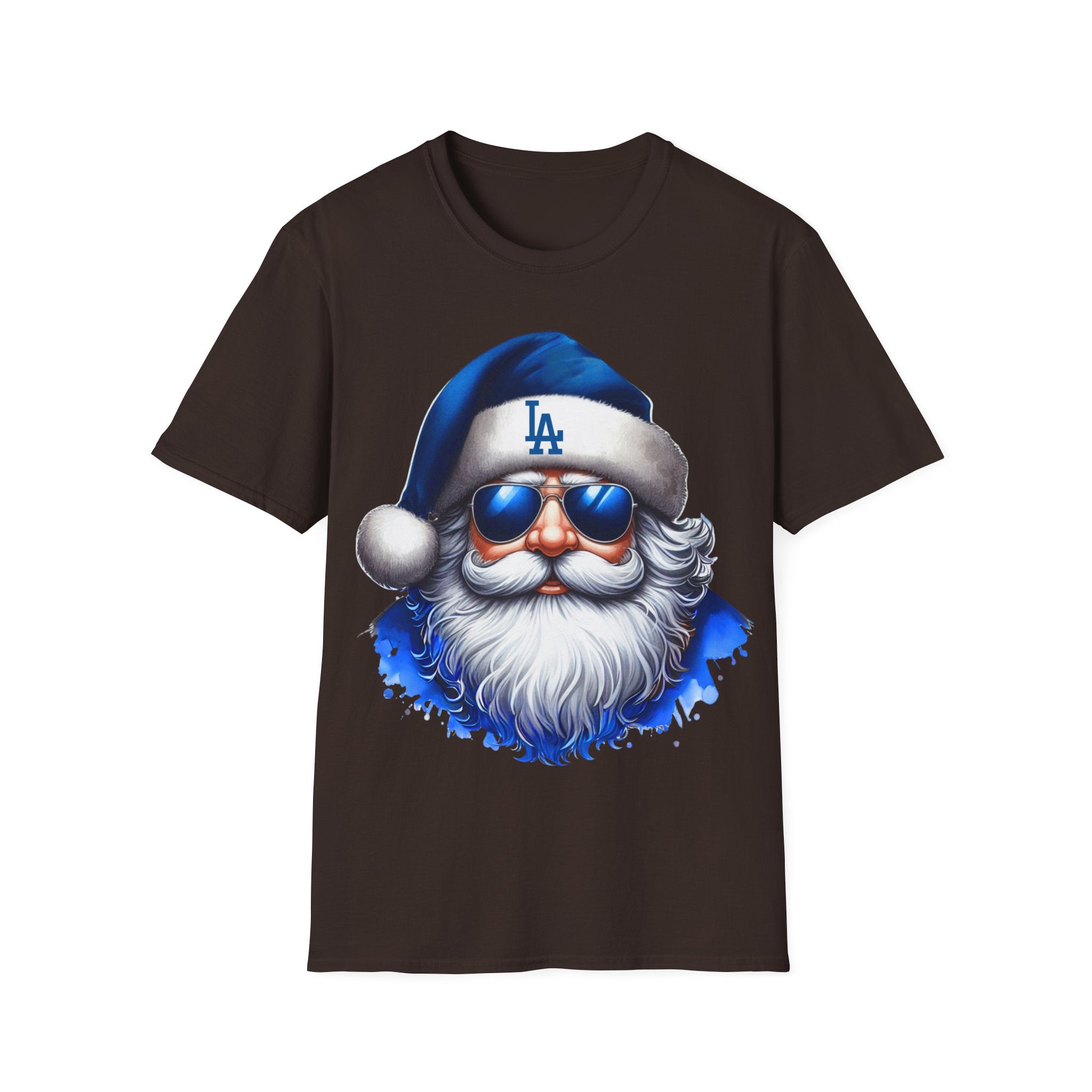 Blue Los Angeles Doyers Santa Tee | Santa Hat Graphic T-Shirt #Doyers