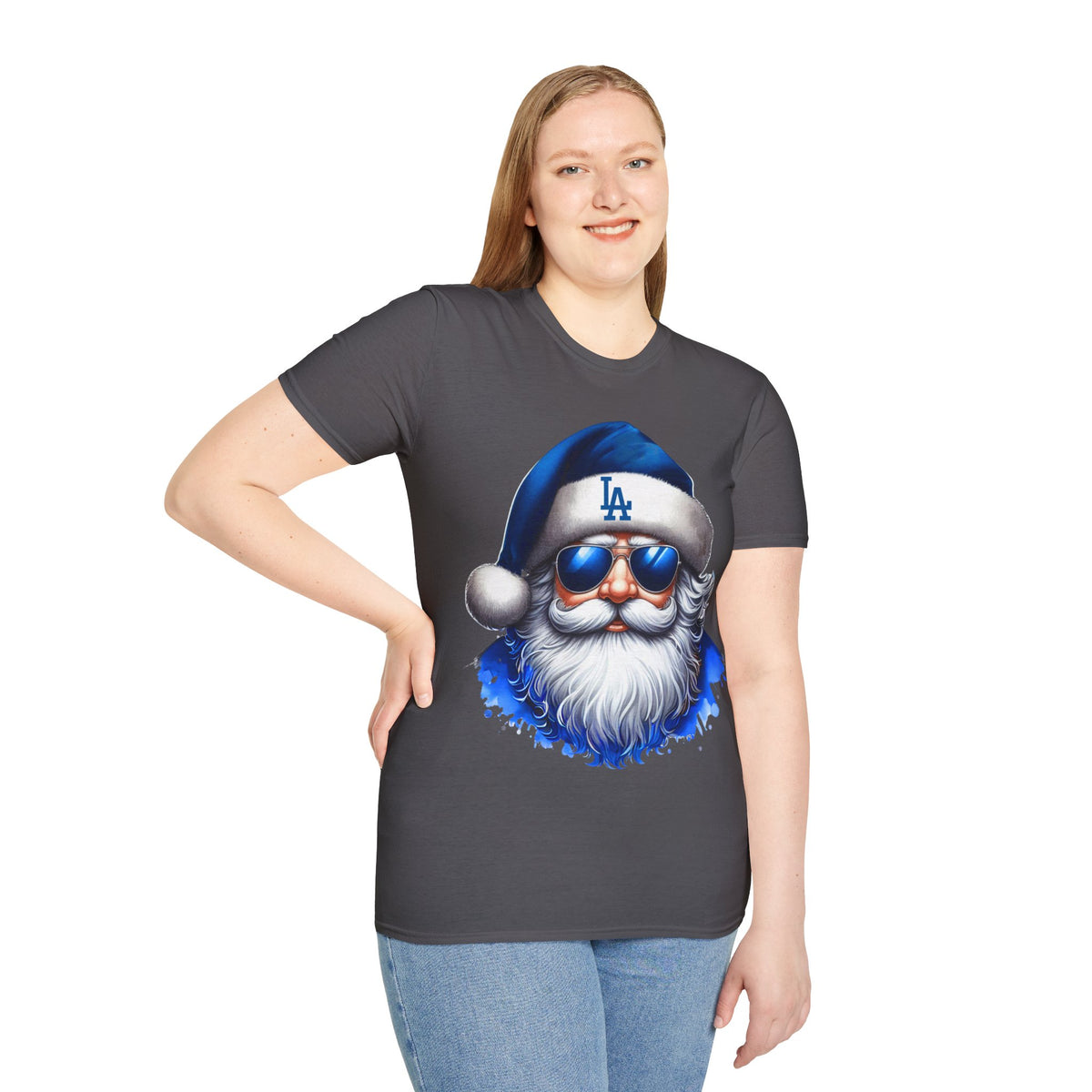 LA Dodgers Blue Santa T-Shirt — Cool Sunglasses Holiday Tee