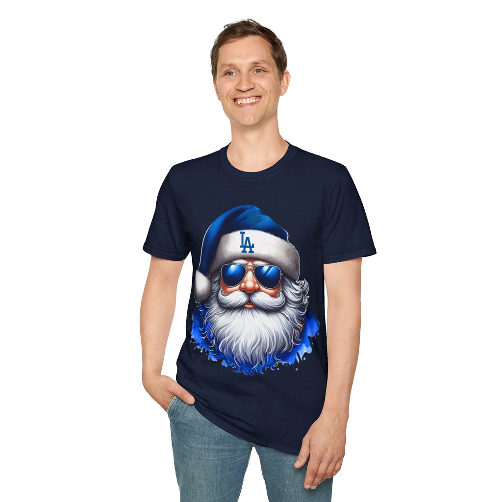 LA Dodgers Blue Santa T-Shirt — Cool Sunglasses Holiday Tee