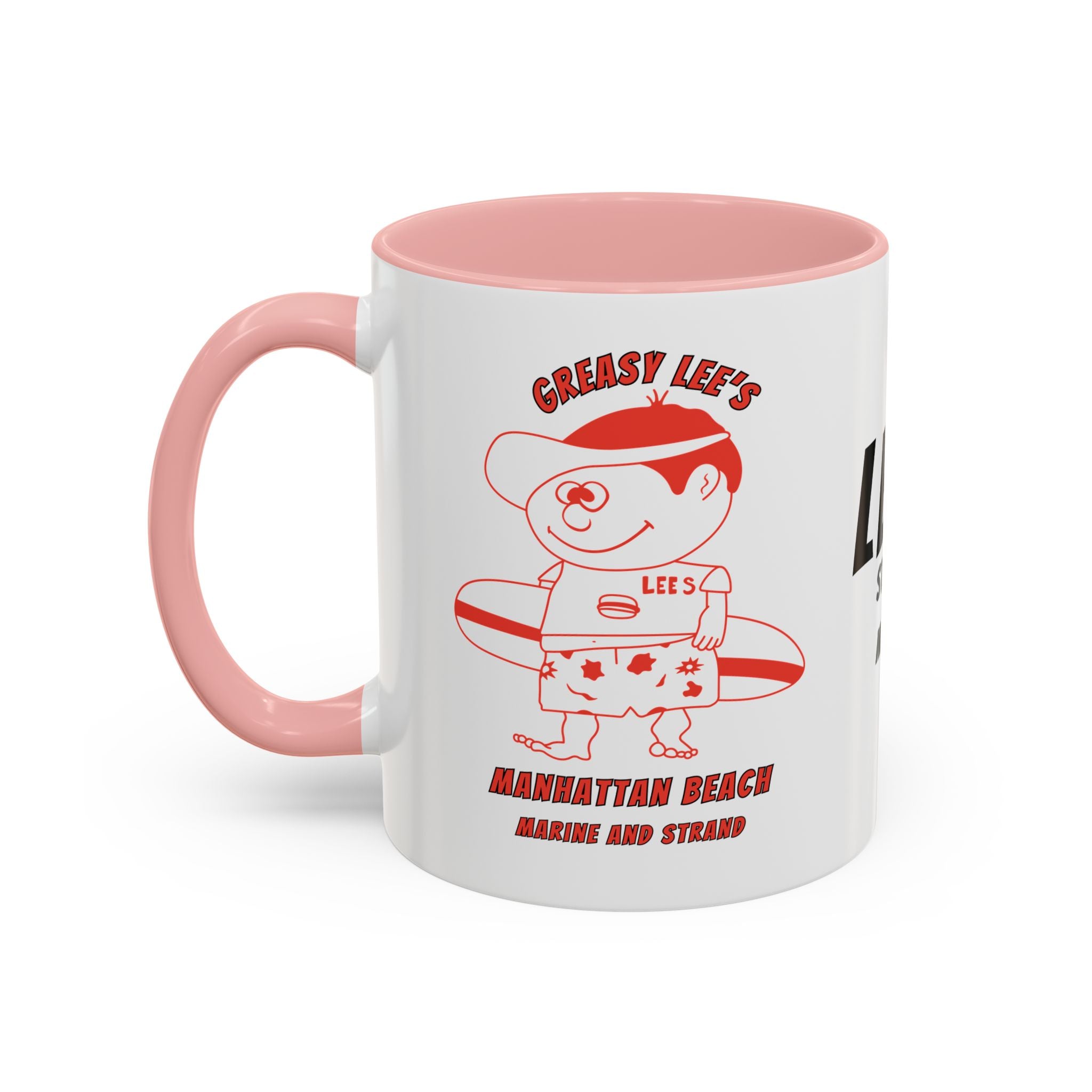 Greasy Lee's Surfer Logo Mug | Marine and Strand Manhattan Beach Old School  Accent Coffee Mug 11oz 15oz