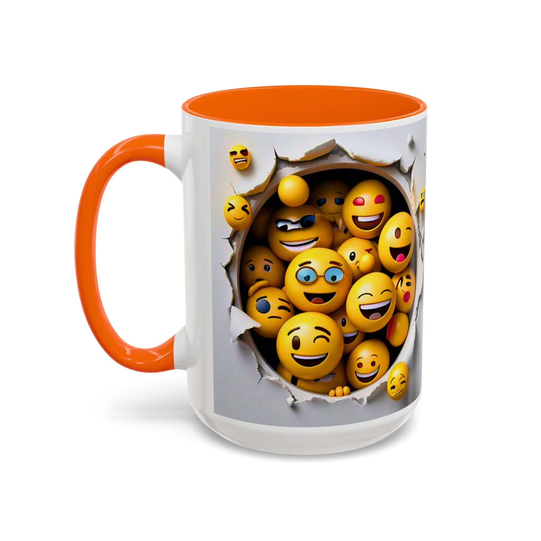 Emoji Explosion Coffee Mug | Accent Inner & Handle Color, 11oz 15oz