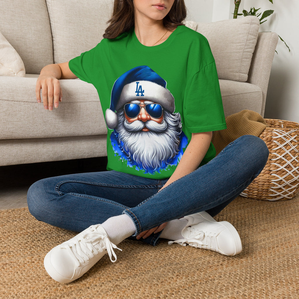 LA Dodgers Blue Santa T-Shirt — Cool Sunglasses Holiday Tee