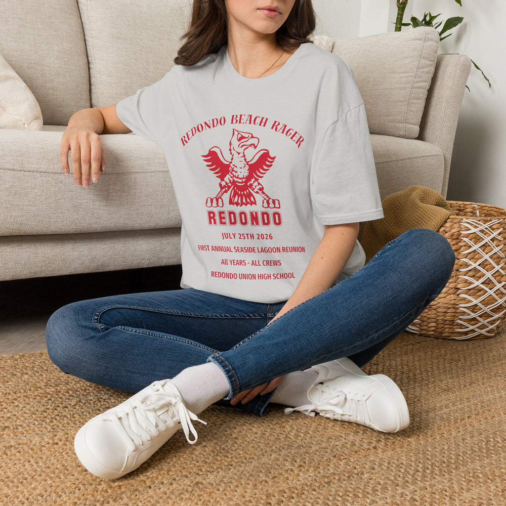 Redondo Beach Rager T-Shirt — Vintage School Spirit Graphic Tee - First Annual All Class Reunion 7-25-26 at Seaside Lagoon Redondo Beach