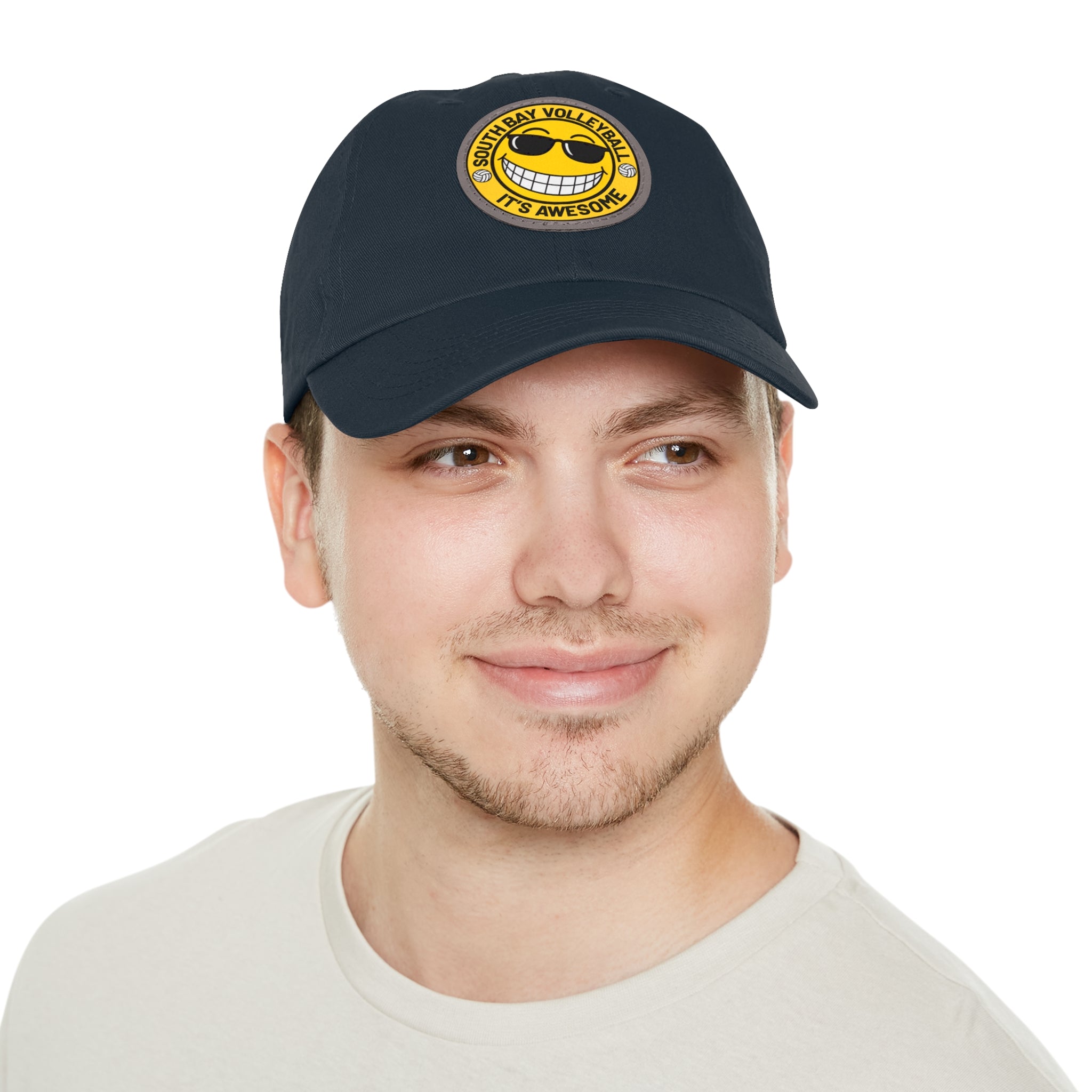 Volleyball Smiley Mom and Dad Hat — "South Bay Volleyball: It’s Awesome" Leather Patch