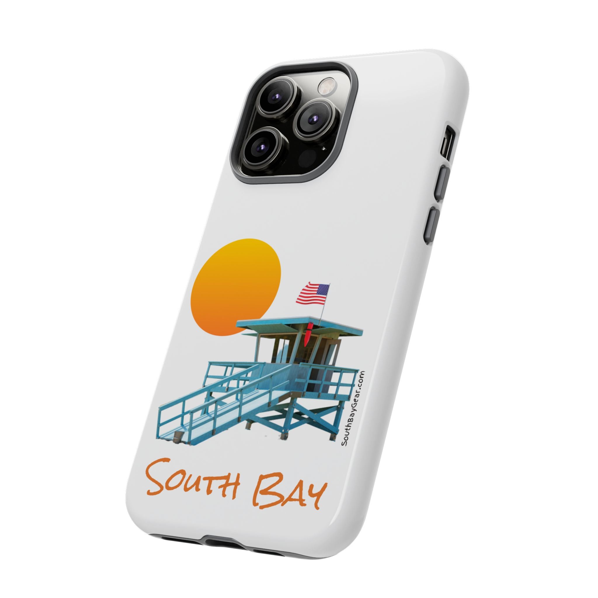 South Bay Lifeguard Stand with American Flag Tough Phone Cases