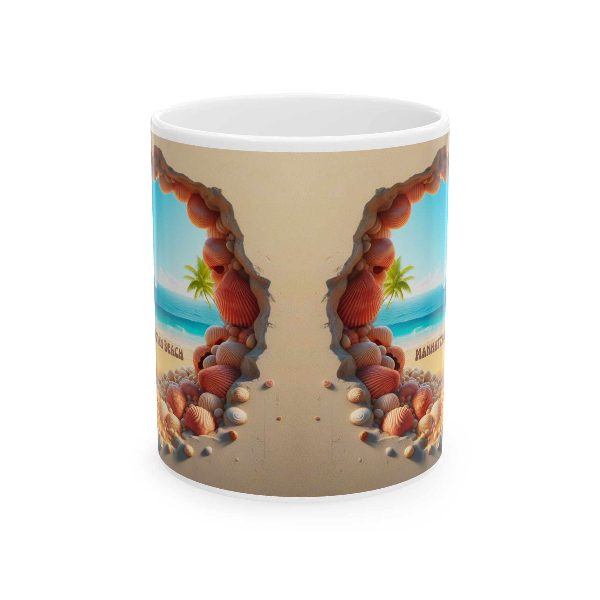 Manhattan Beach Cave Scene Mug | Seaside Palm Ocean Ceramic