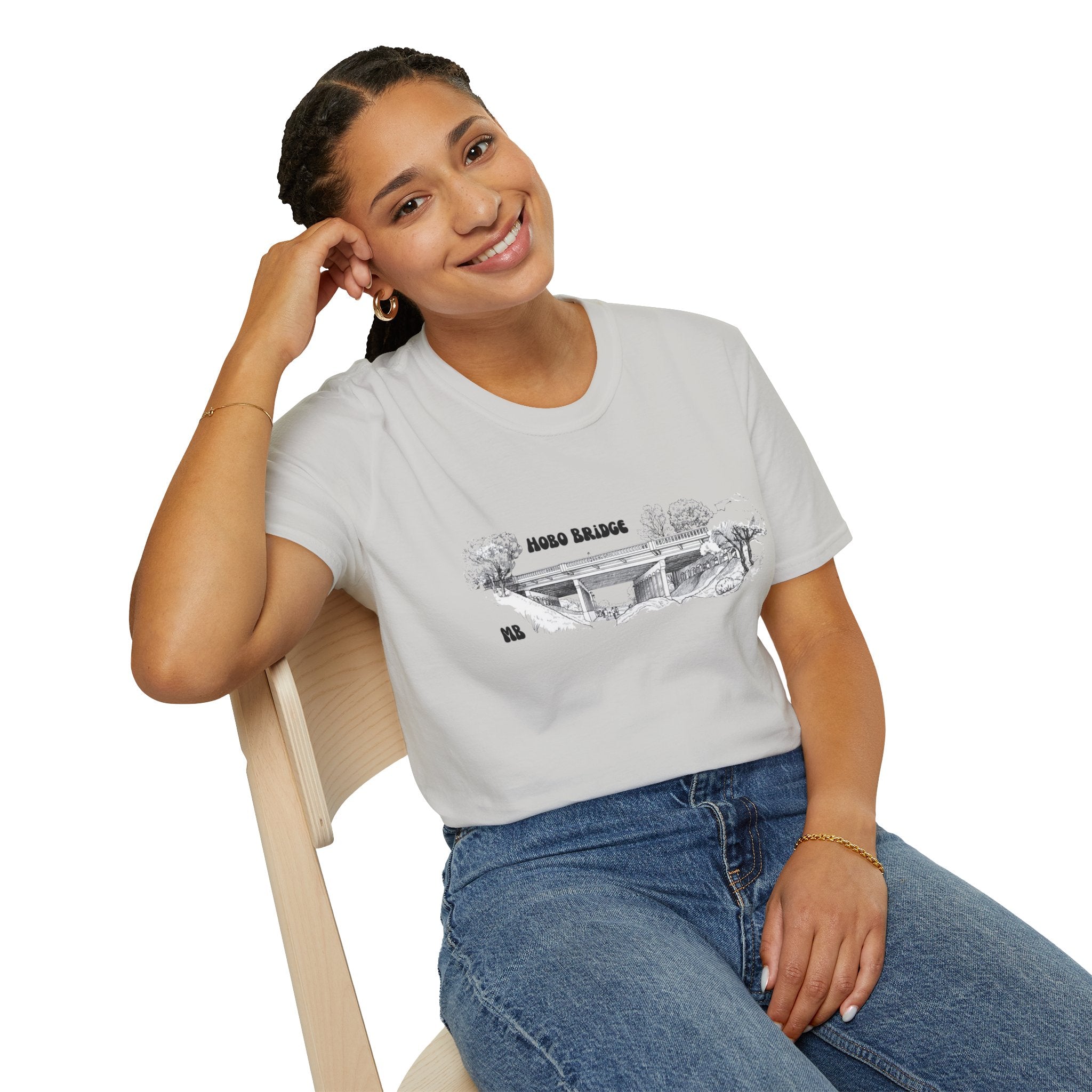 Hobo Bridge Manhattan Beach California Sketch T-Shirt | Hand-Drawn Bridge Illustration IYKYK