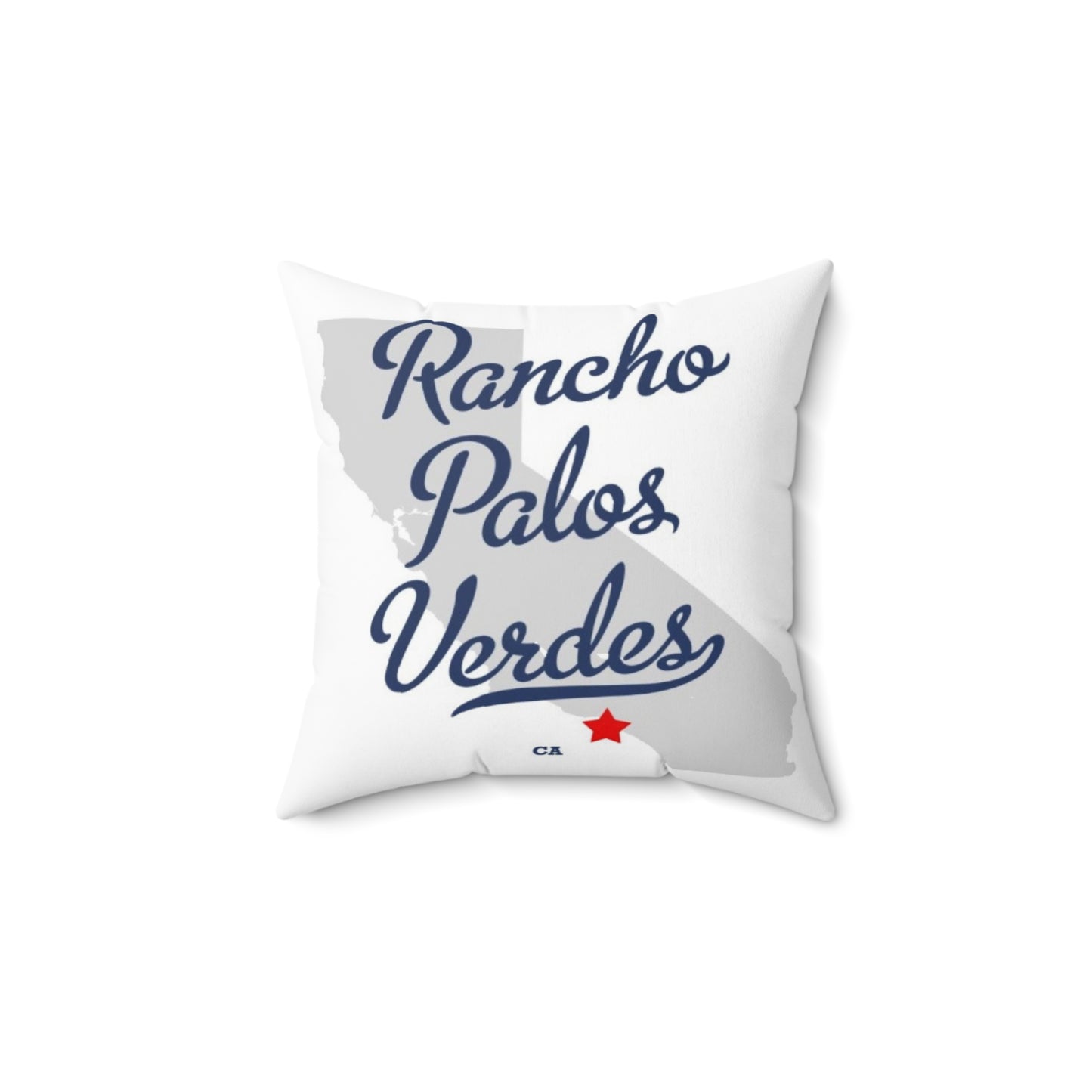Rancho Palos Verdes California Map - Faux Suede Square Pillow