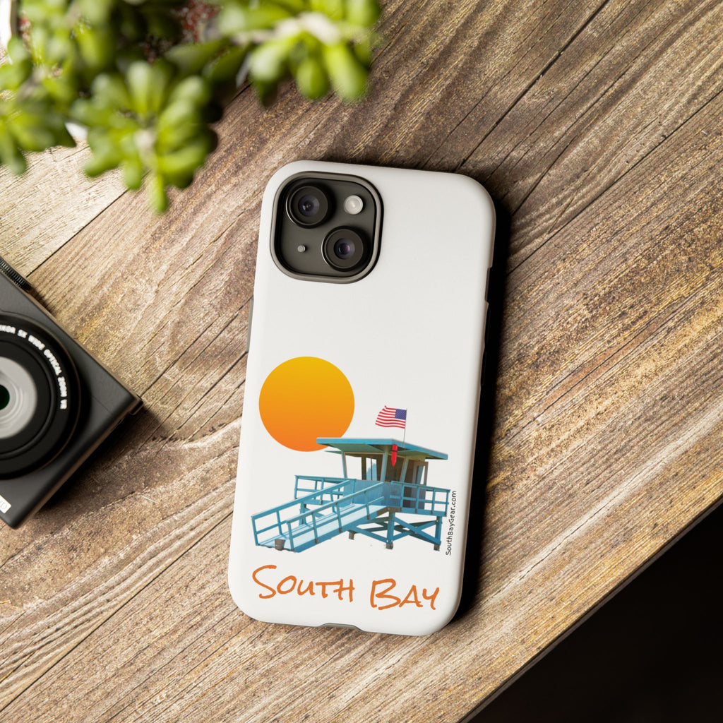 South Bay Lifeguard Stand with American Flag Tough Phone Cases