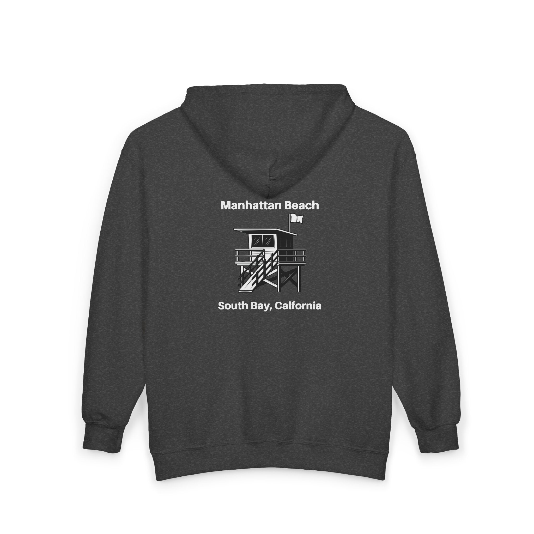 Manhattan Beach  Lifeguard Station - Heavy Blend Full Zip Hooded Sweatshirt