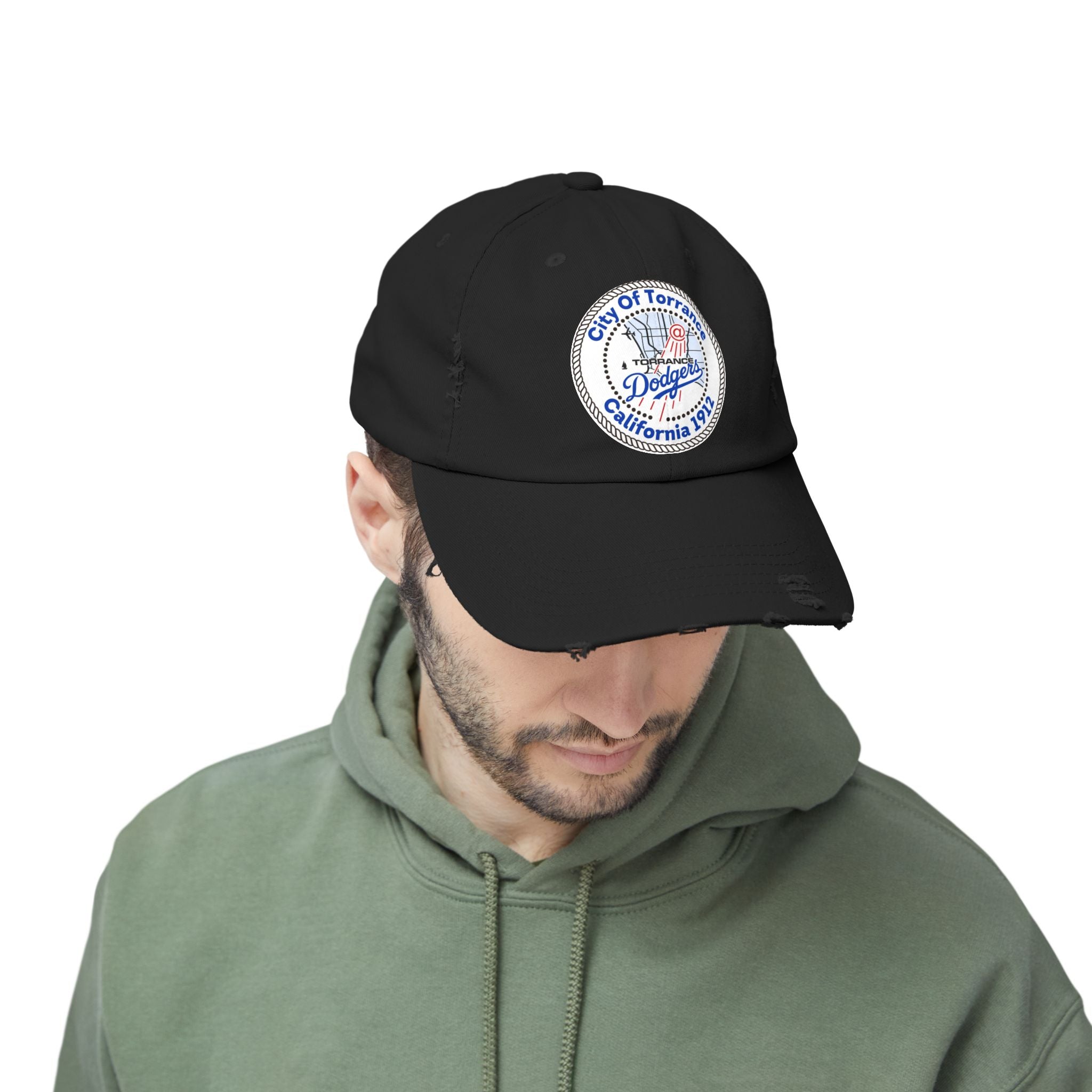 Distressed Baseball Cap with Torrance Dodgers Patch