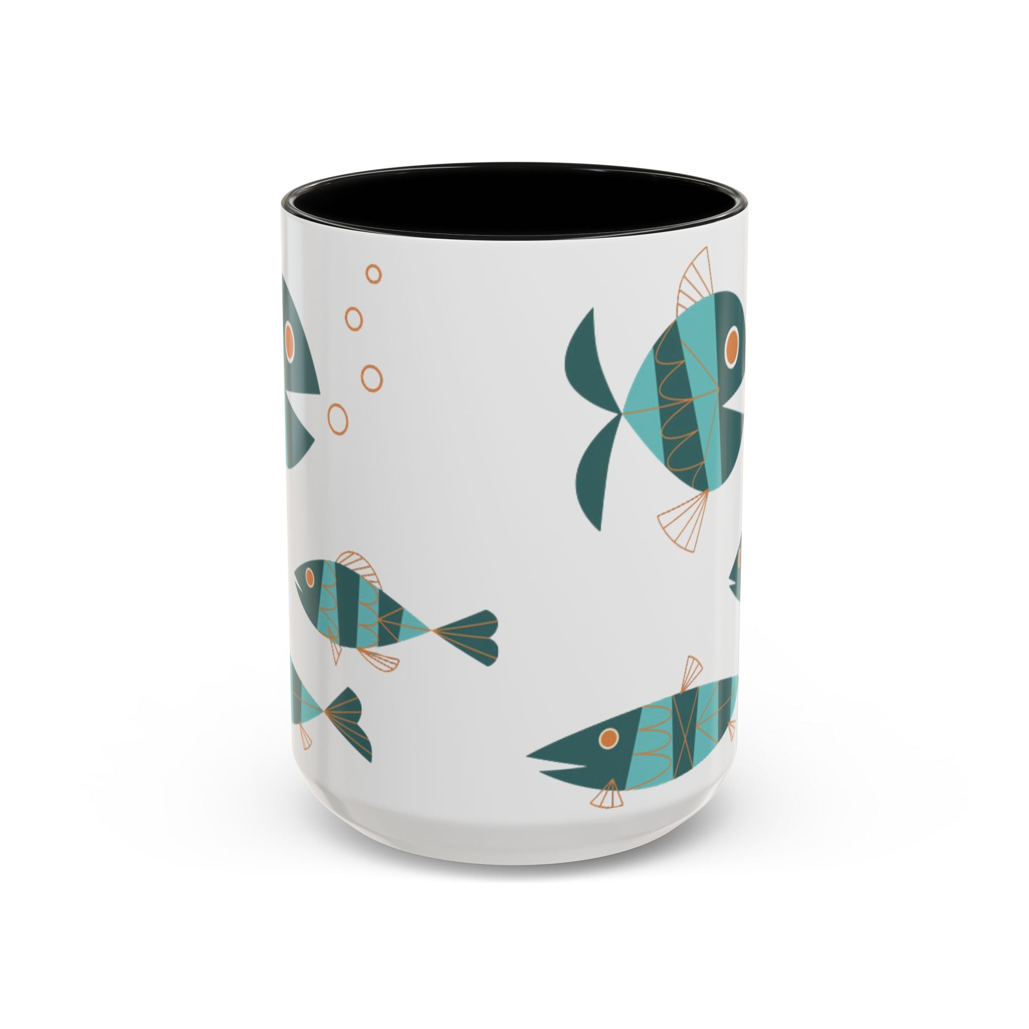 Metlox Pottery Teal Geometric Fish Mug | Accent Coffee Mug