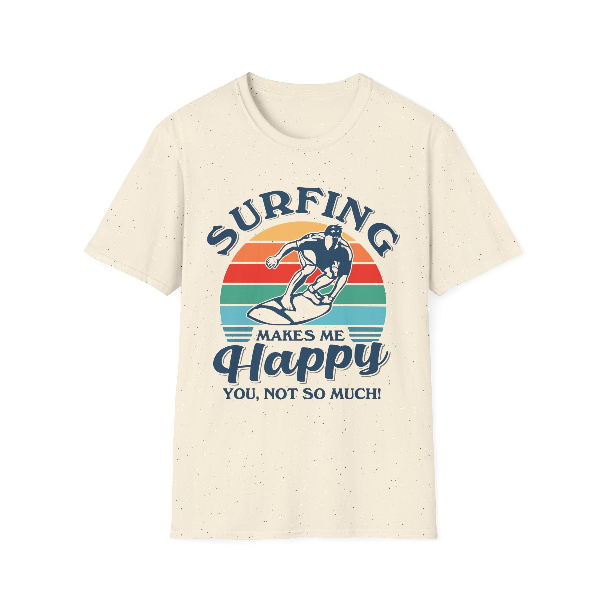Surfing Makes Me Happy T-Shirt | Retro Sunset Surfer Graphic