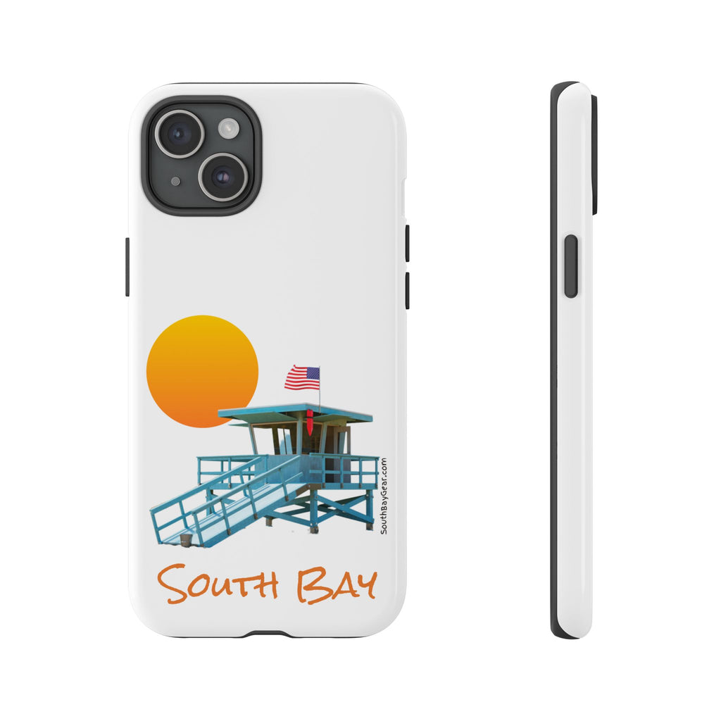 South Bay Lifeguard Stand with American Flag Tough Phone Cases
