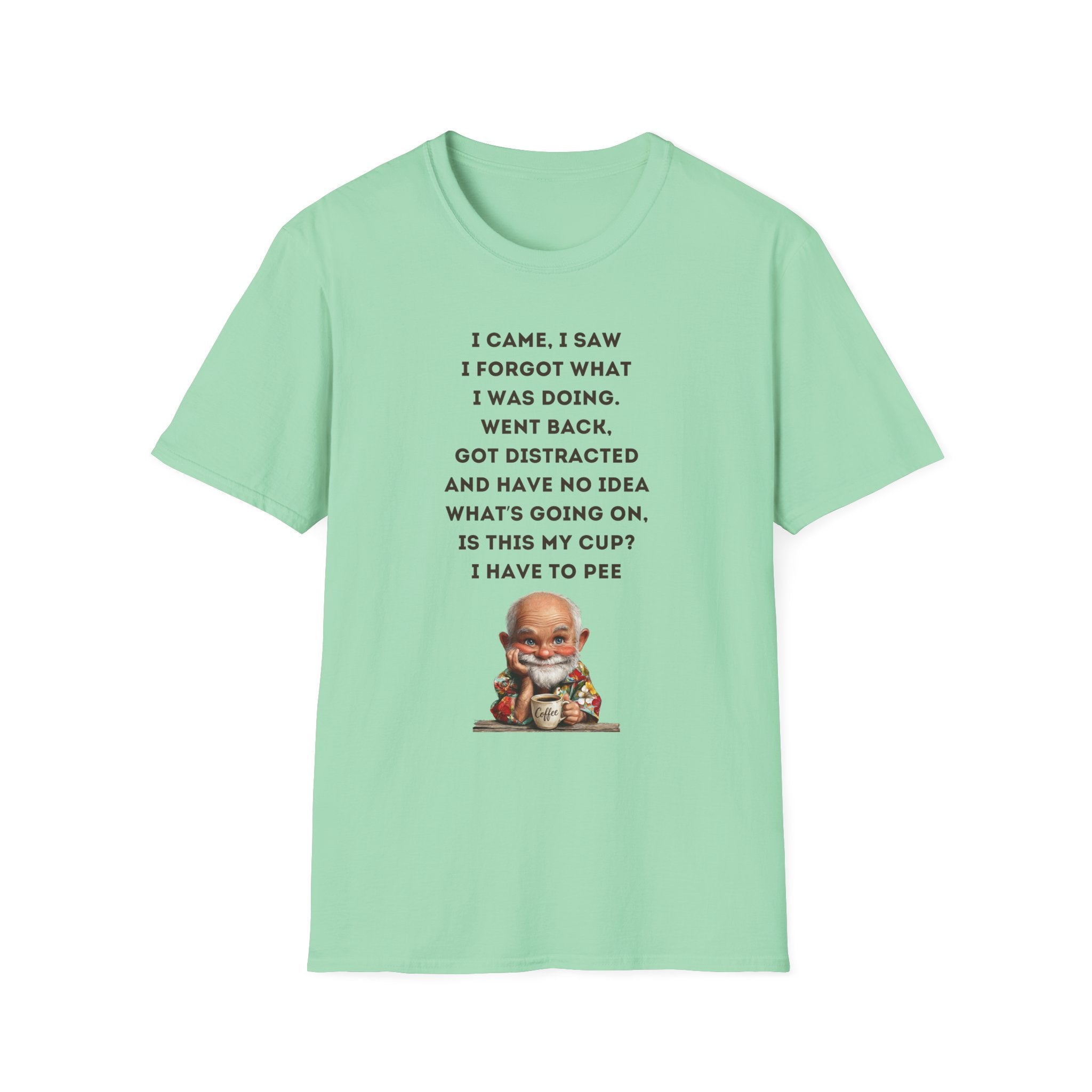 Funny Forgetful Grandpa Quote T-Shirt | Retro Grandpa I Got to Pee Illustration