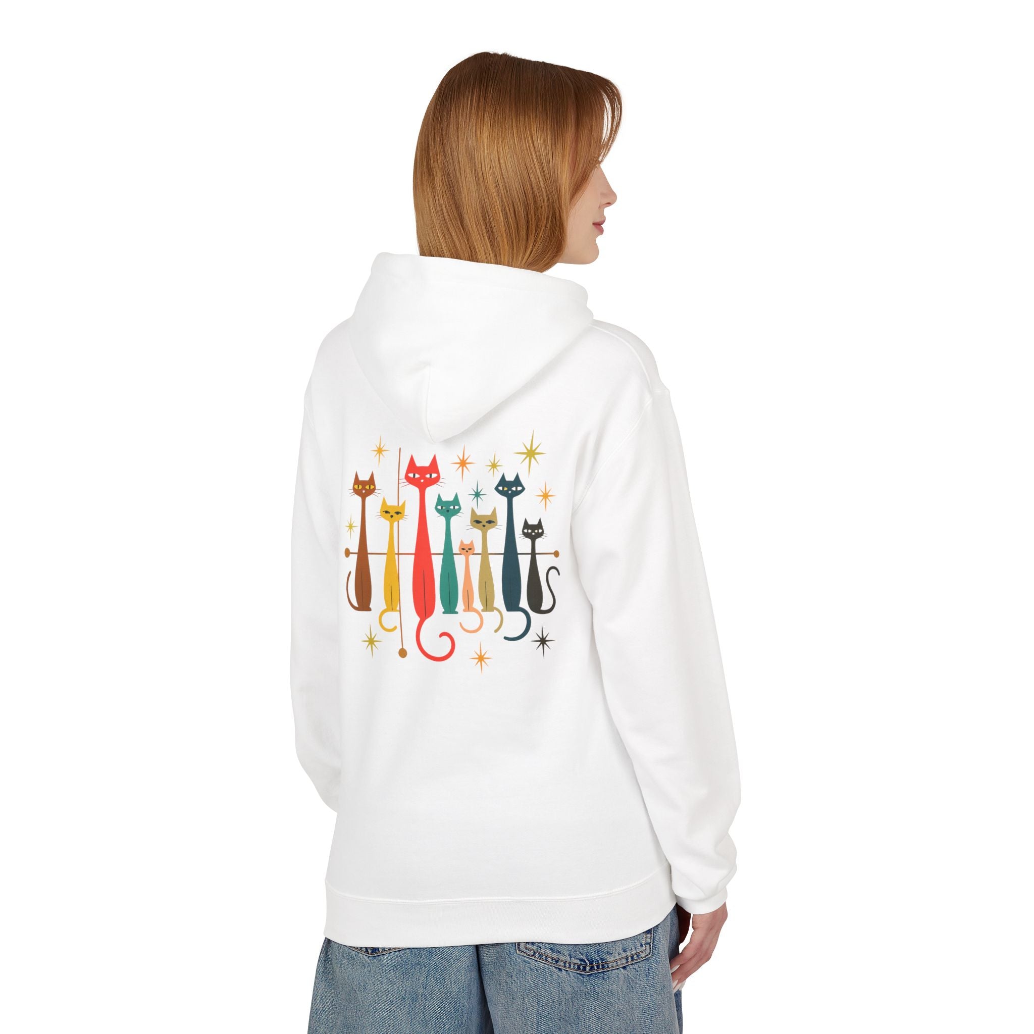 Retro Long Cats hoodie | Colorful Cat Illustration (printed front and back)