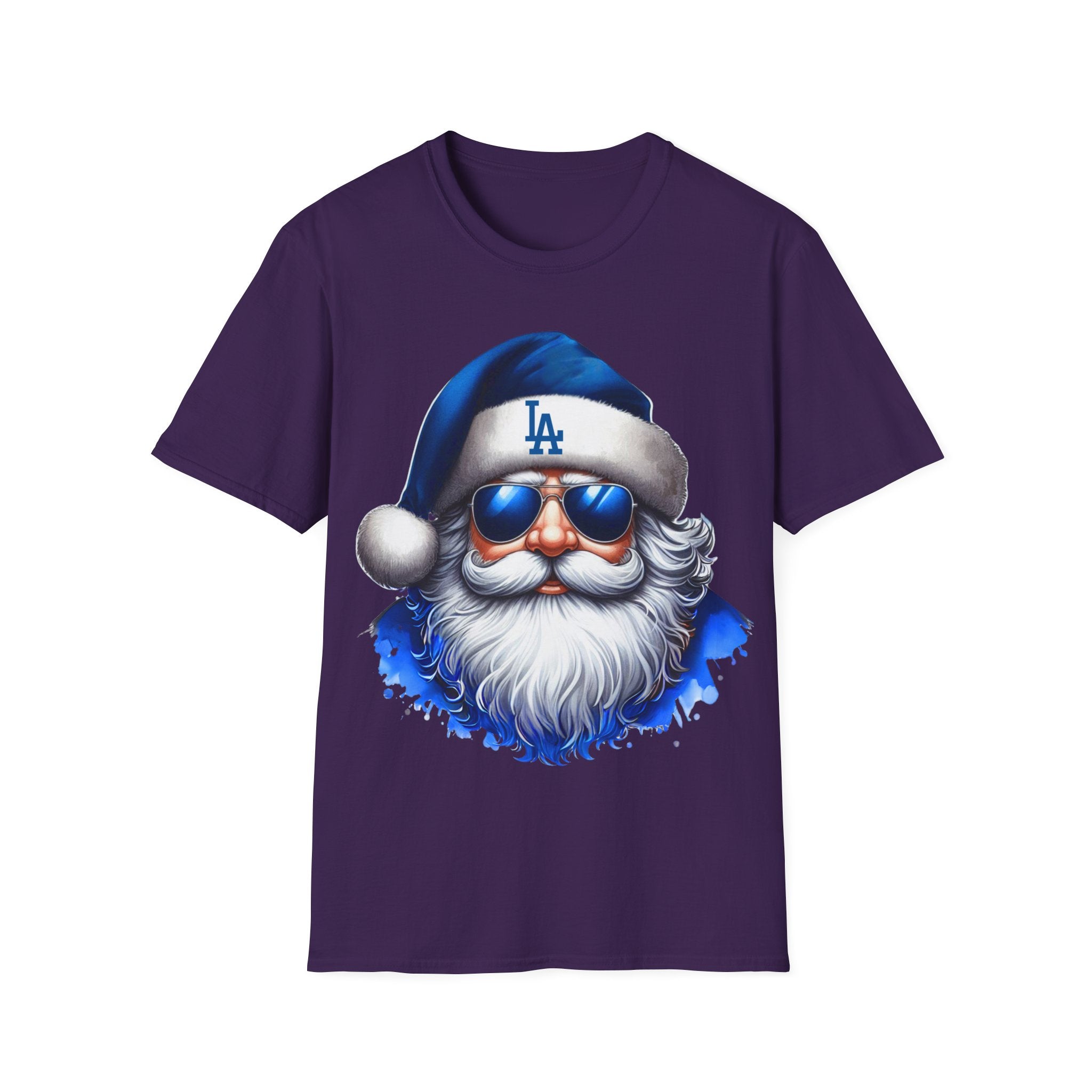 Blue Los Angeles Doyers Santa Tee | Santa Hat Graphic T-Shirt #Doyers
