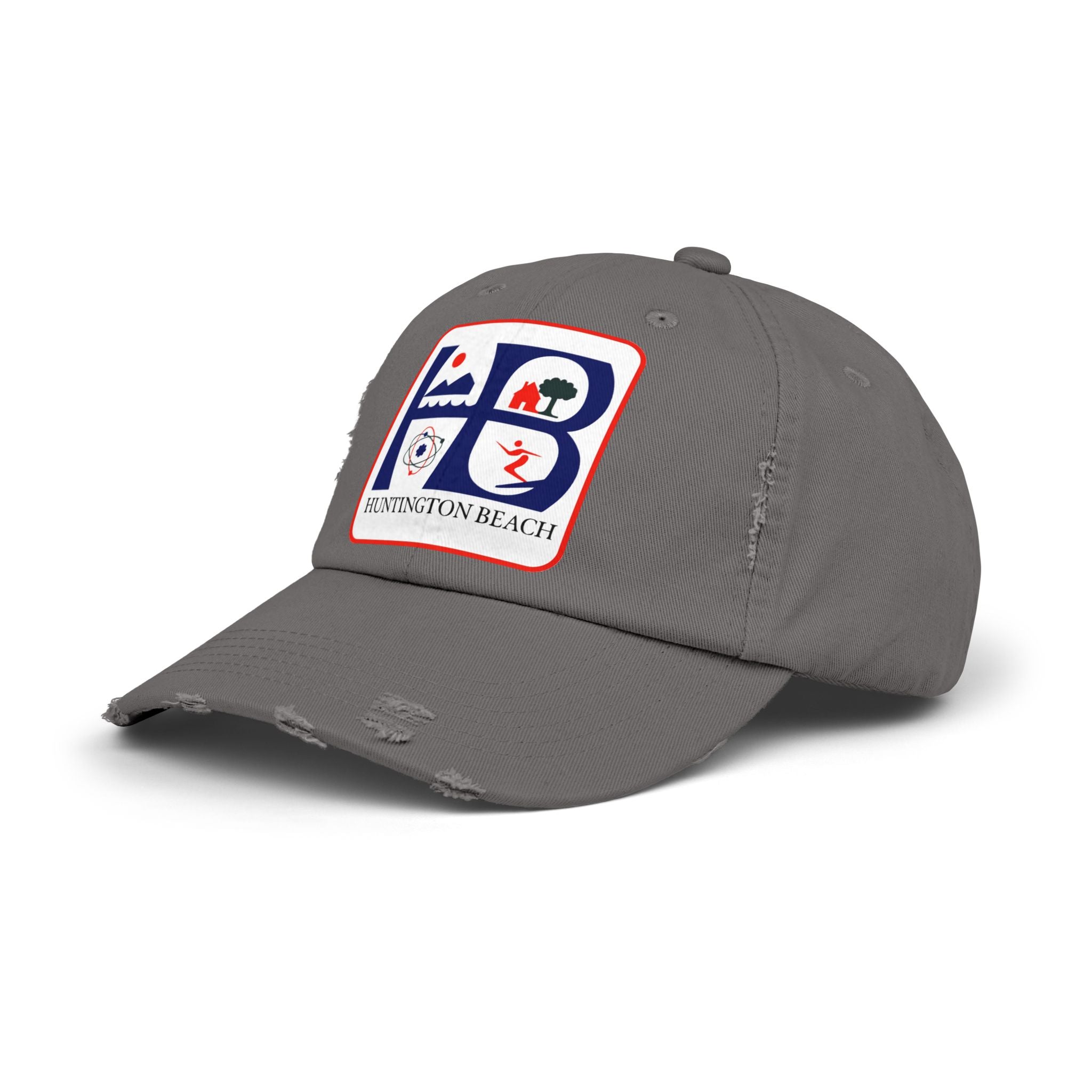 Huntington Beach Distressed Mom and Dad Hat — Vintage Surf & Coastal Patch Cap
