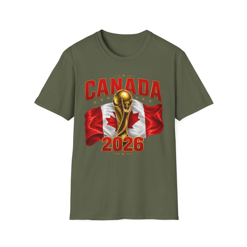 Canada 2026 World Cup T-Shirt — Canadian Soccer Fan Tee with Trophy & Flag