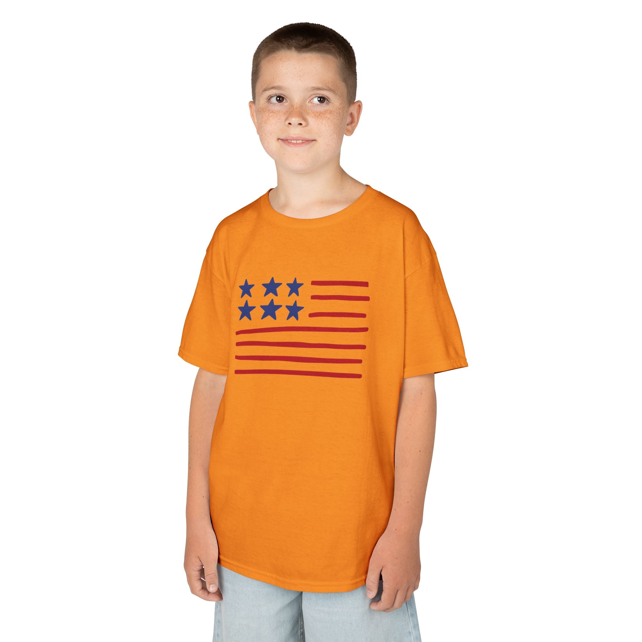 Stars and Stripes  Kids American Flag T-Shirt — Red & Blue Stars Stripe Patriotic Tee