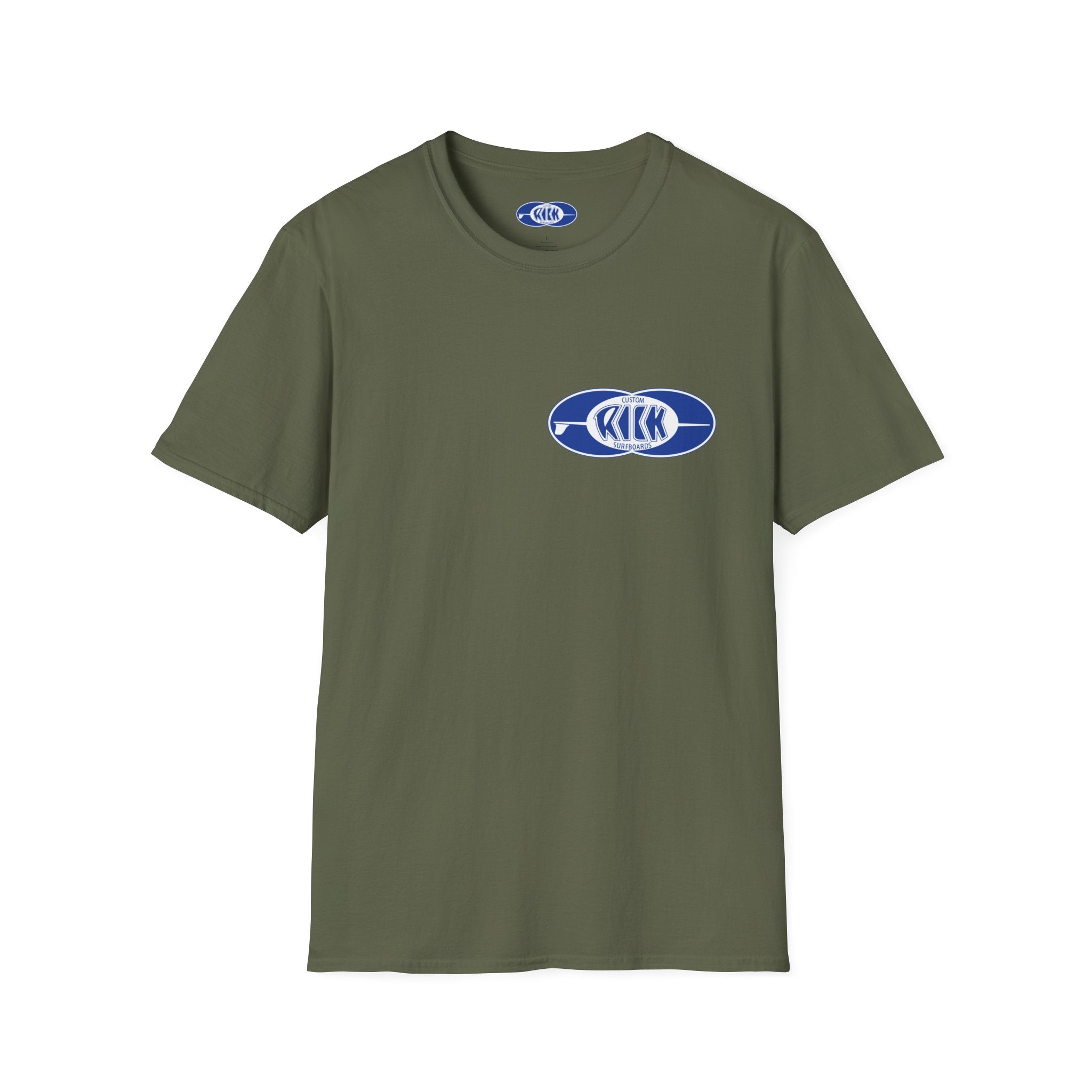 RICK SURFBOARDS Unisex Softstyle T-Shirt, Mens Womens Tee, Many Colors Tagged Front Back Print