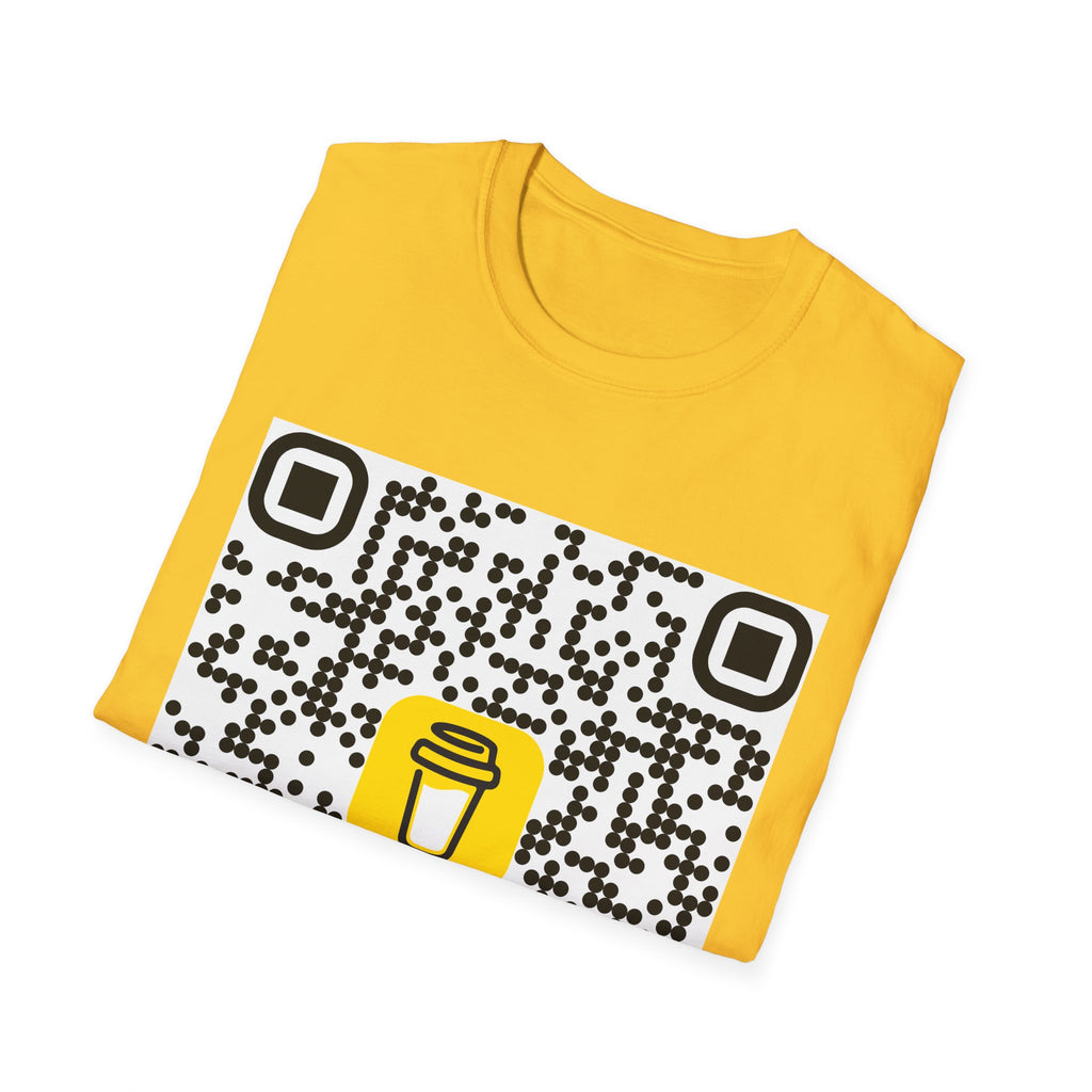 QR Code Coffee Cup T‑Shirt — Scan-to-Order Cafe Tee