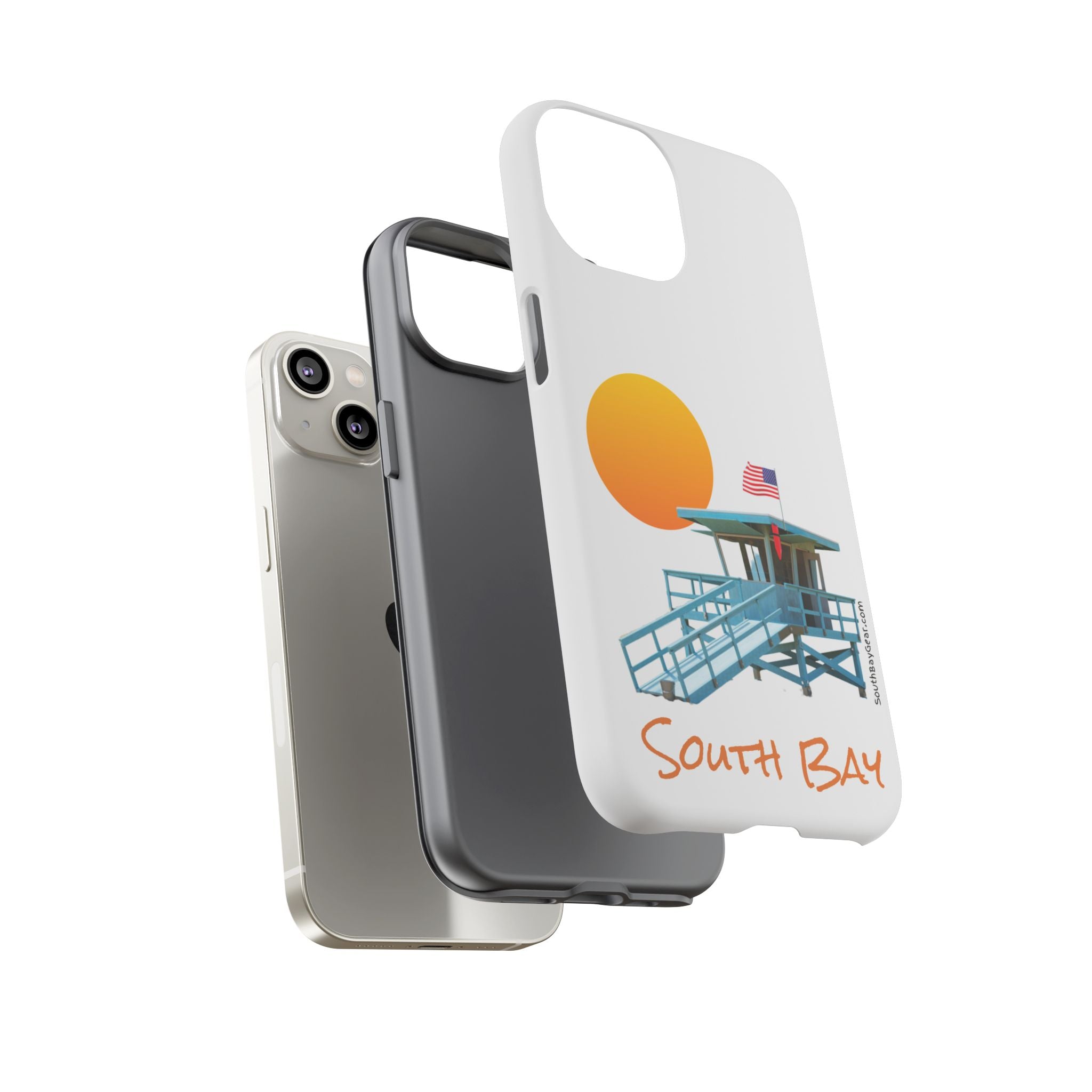 South Bay Lifeguard Stand with American Flag Tough Phone Cases