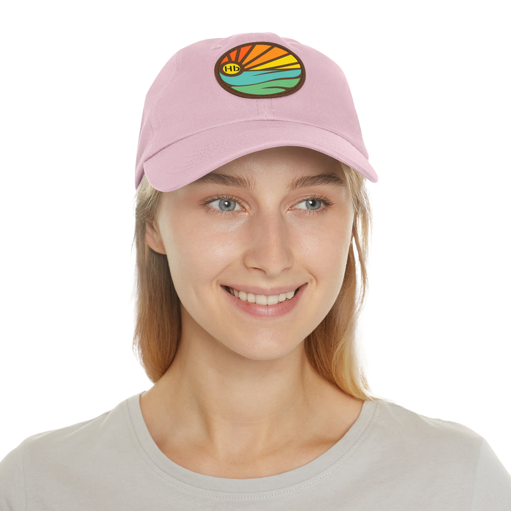Hermosa Beach Sunset Wave Patch Hat | Mom and Dad Hat with Round Leather Patch #HermosaBeach