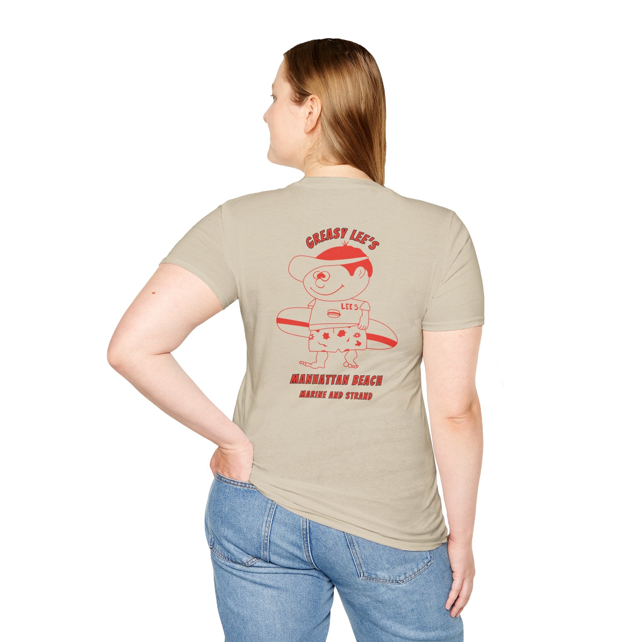 Greasy Lee's Manhattan Beach Old School T-Shirt | Marine and Strand Manhattan Beach Vintage Surf Design