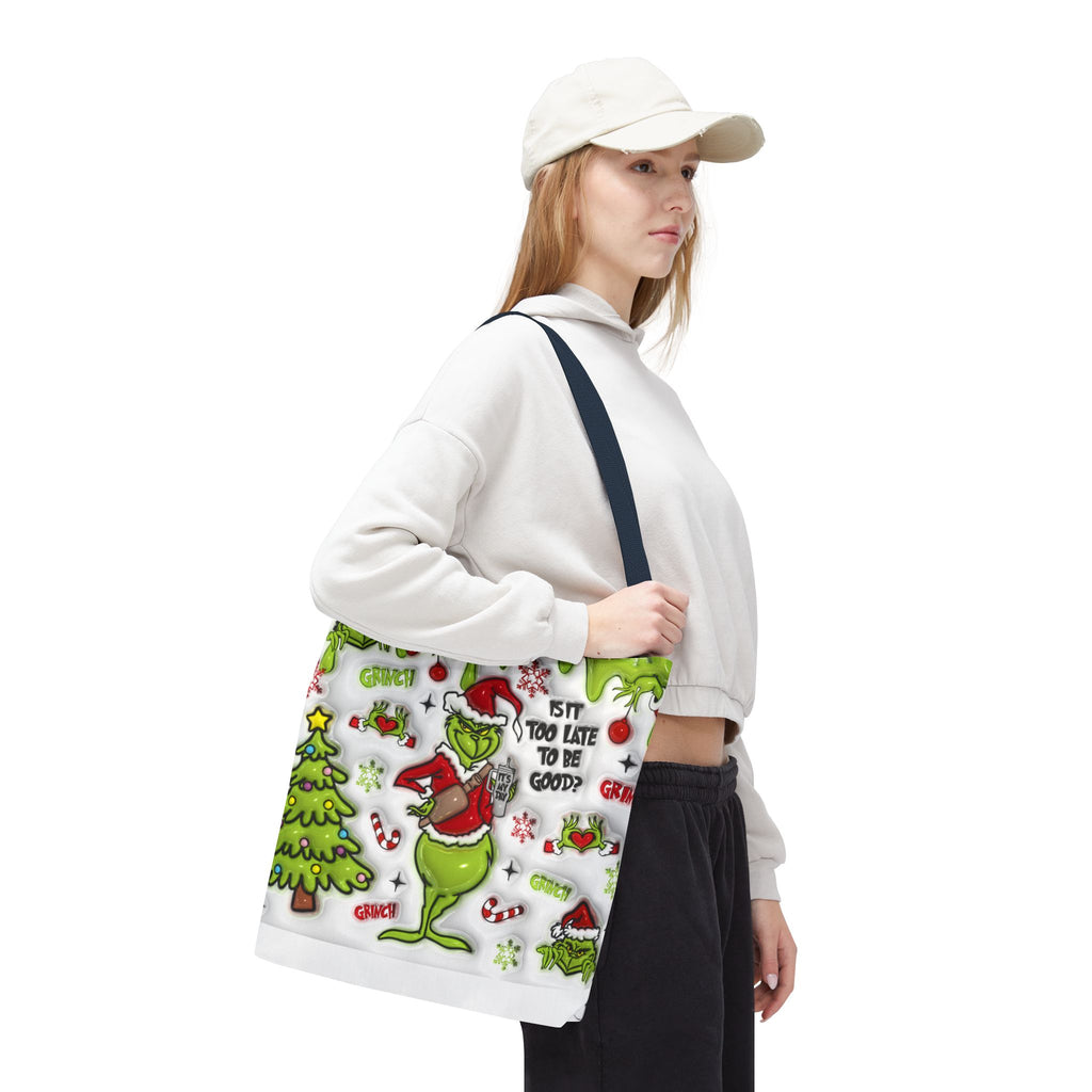 Christmas Tote Bag, Holiday Shopping Bag, Grinch Gift, Festive Reusable Bag, Cute Winter Accessory