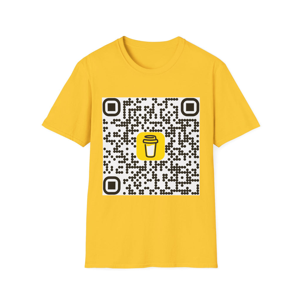 QR Code Coffee Cup T‑Shirt — Scan-to-Order Cafe Tee