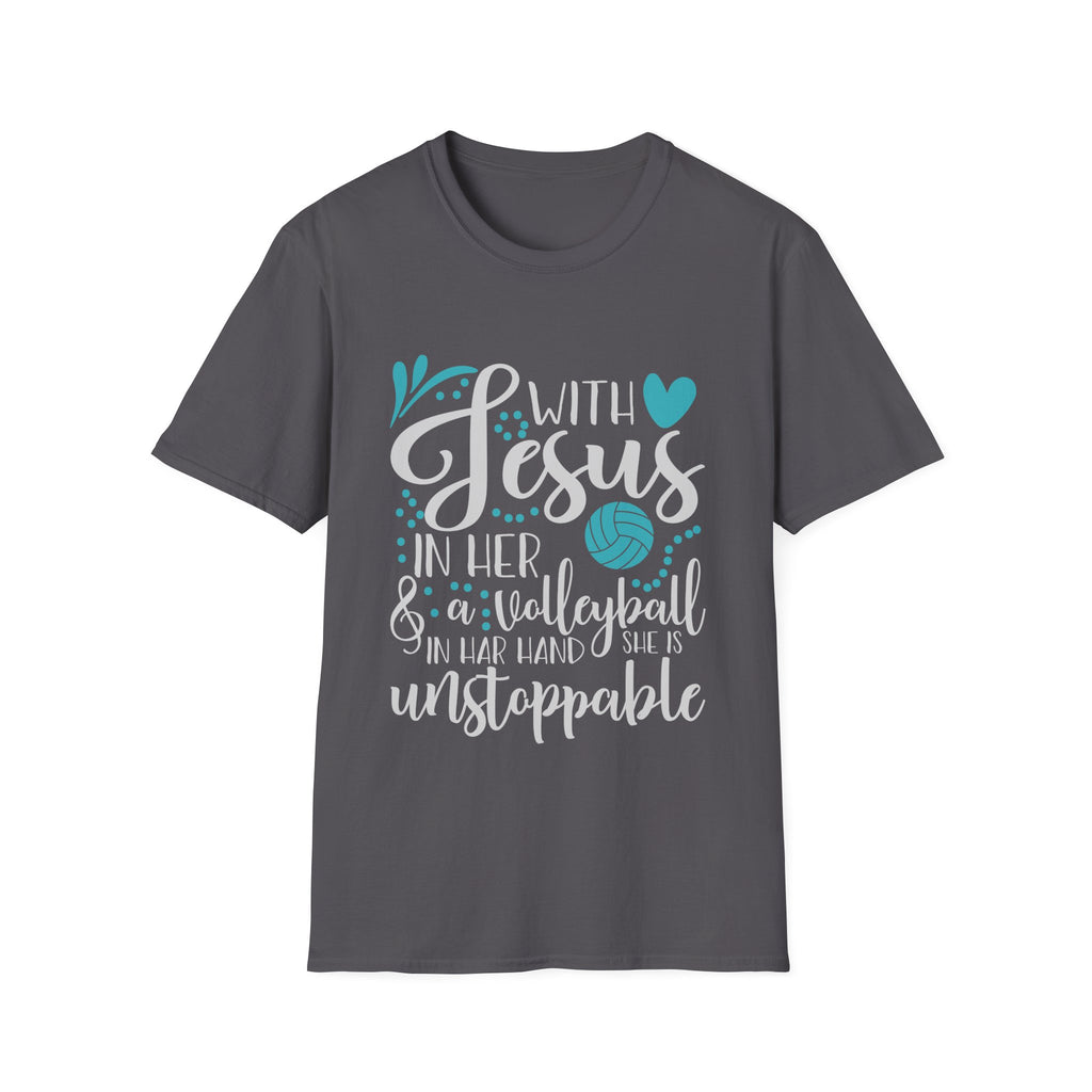 Jesus and Volleyball Unisex Softstyle T-Shirt
