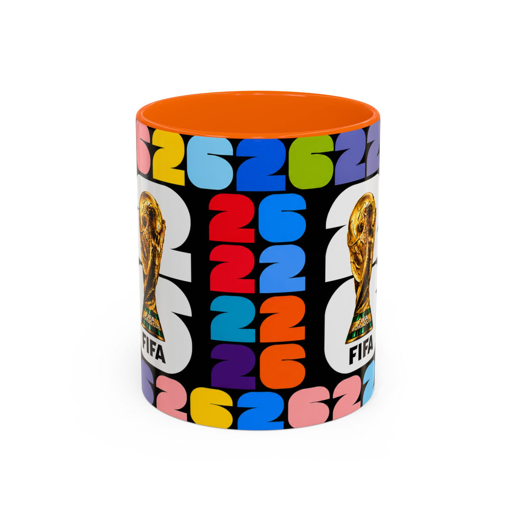 2026 World Cup Accent Coffee Mug – Colorful FIFA Trophy Design (11/15oz)