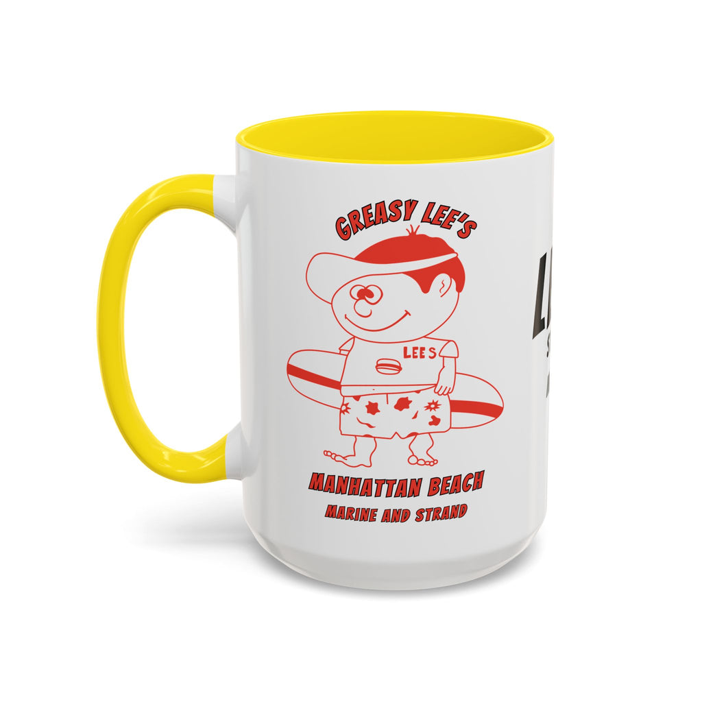 Greasy Lee's Surfer Logo Mug | Marine and Strand Manhattan Beach Old School  Accent Coffee Mug 11oz 15oz