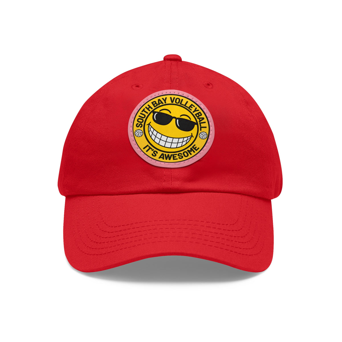 Volleyball Smiley Mom and Dad Hat — "South Bay Volleyball: It’s Awesome" Leather Patch