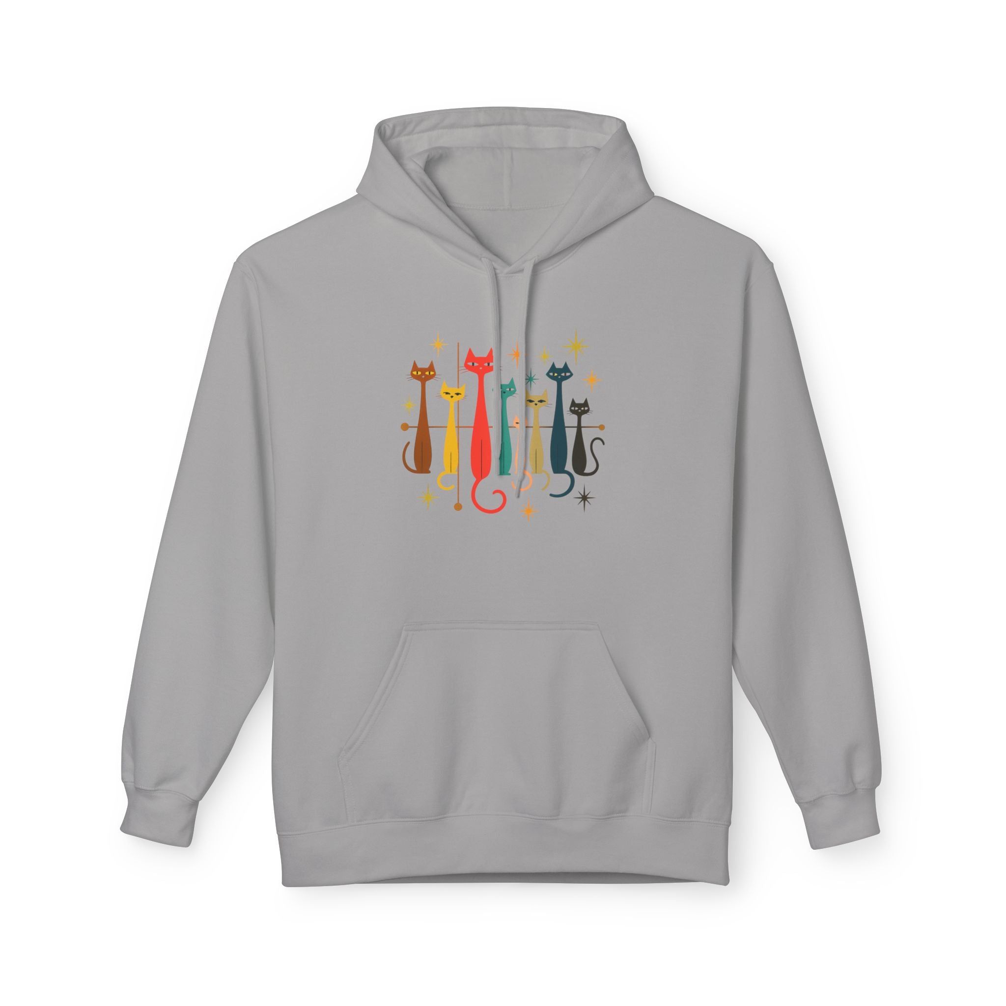 Retro Long Cats hoodie | Colorful Cat Illustration (printed front and back)