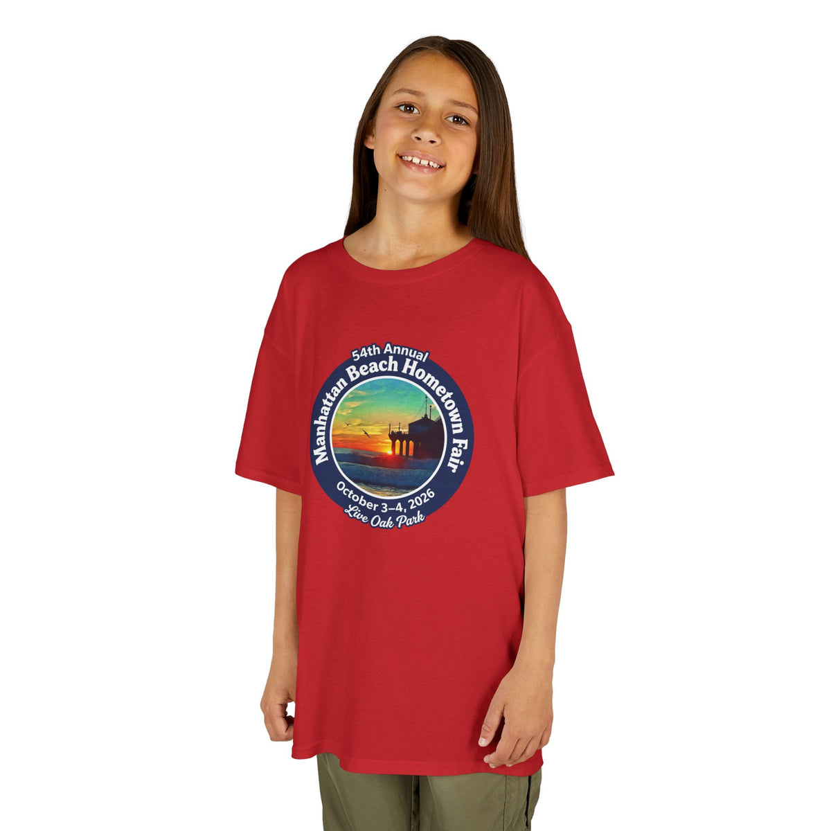 Kids Tee — Manhattan Beach Hometown Fair 2026 Sunset Logo