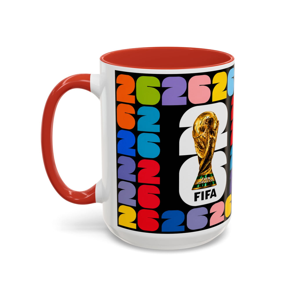 2026 World Cup Accent Coffee Mug – Colorful FIFA Trophy Design (11/15oz)