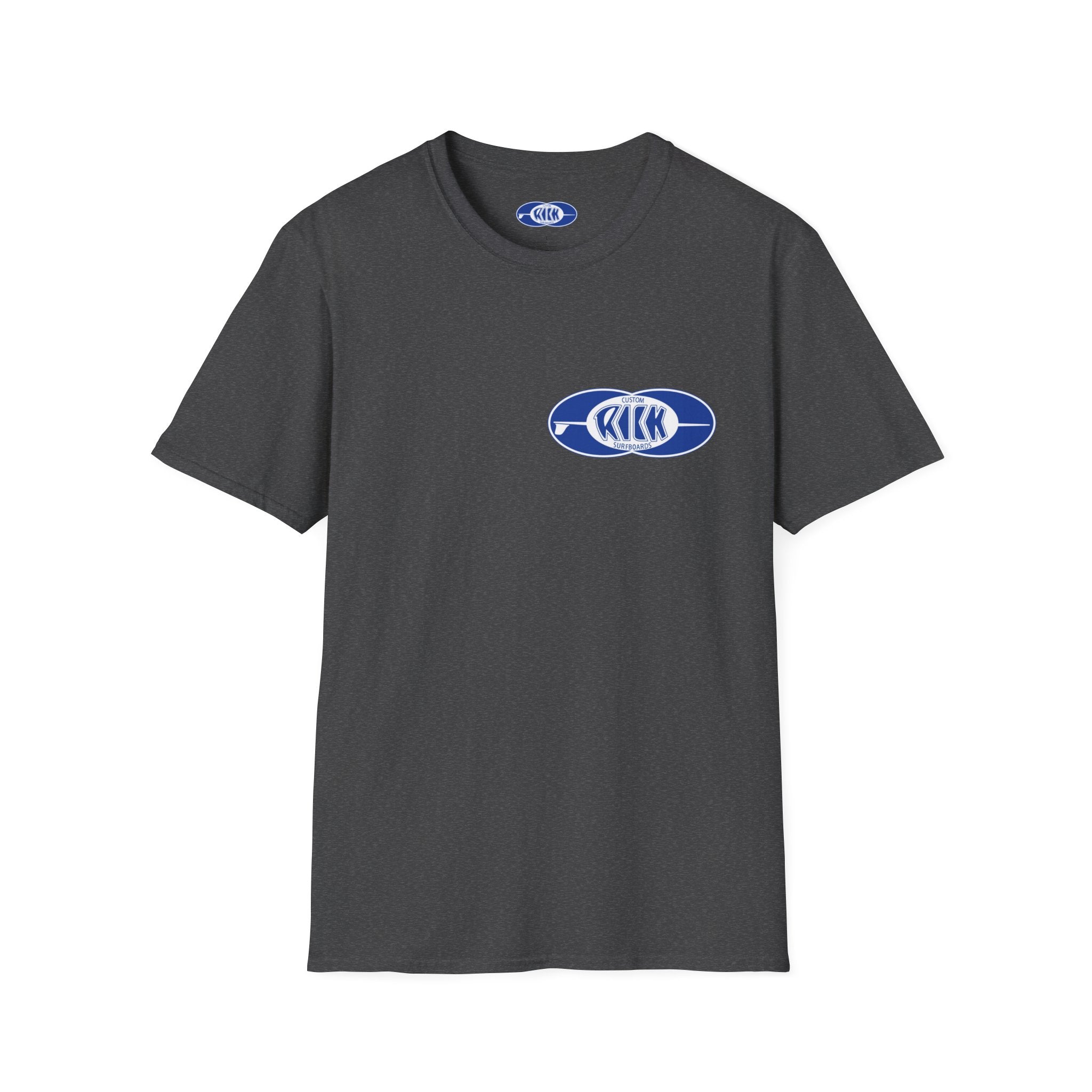 RICK SURFBOARDS Unisex Softstyle T-Shirt, Mens Womens Tee, Many Colors Tagged Front Back Print