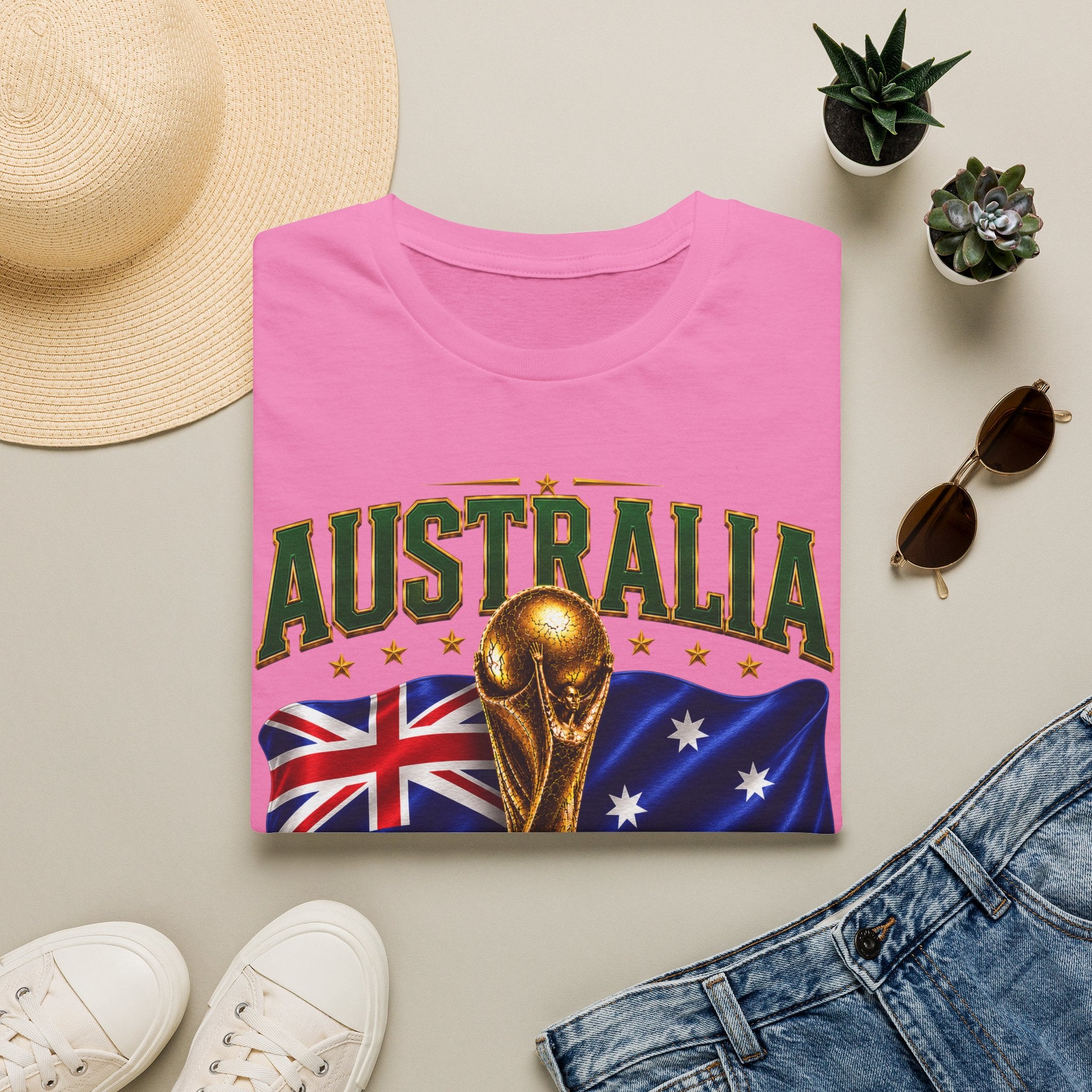 Australia 2026 Soccer World Cup T-Shirt — Aussie Flag & Trophy Design