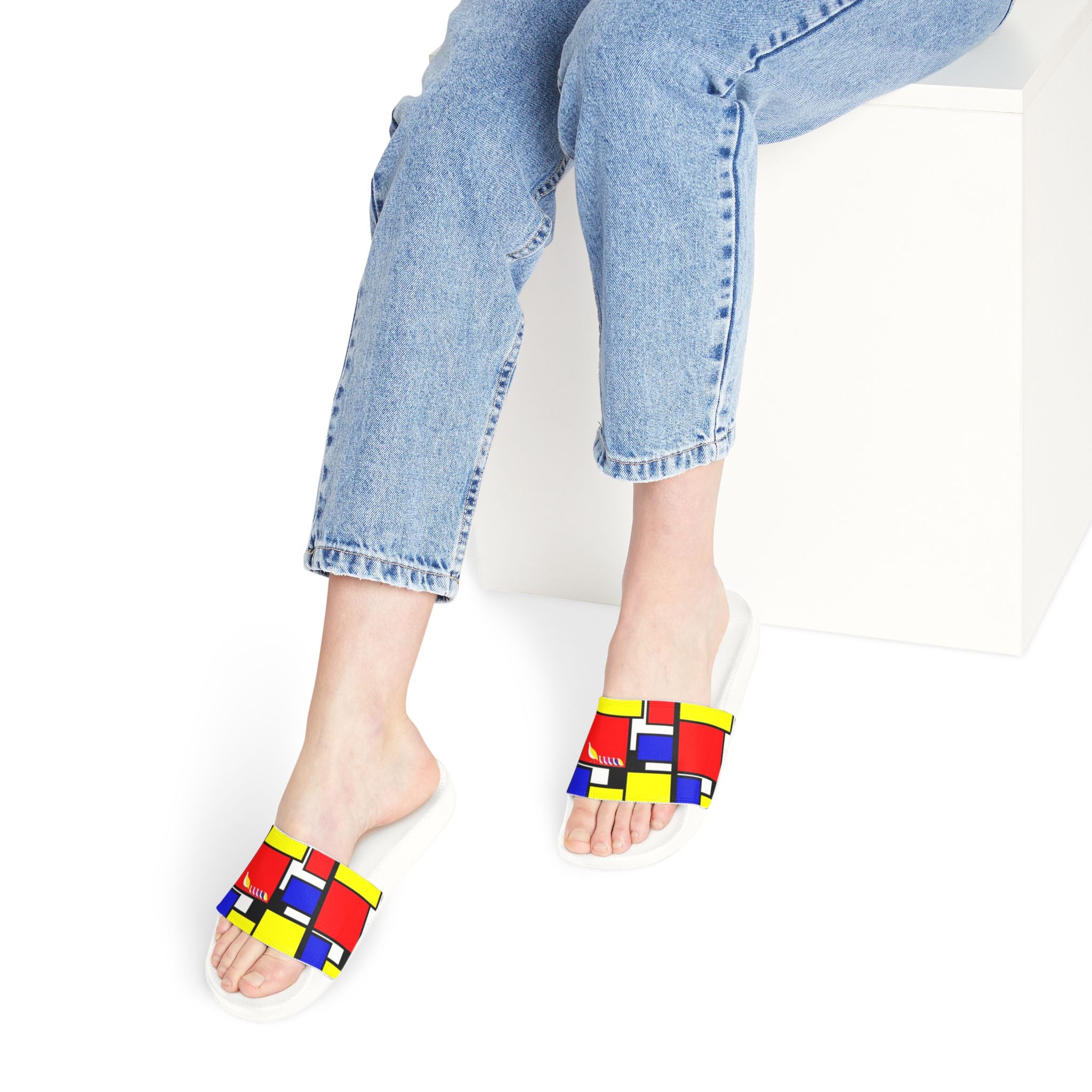 IYKYK Primary Colors Geometric Blocks  Sandals | Slide