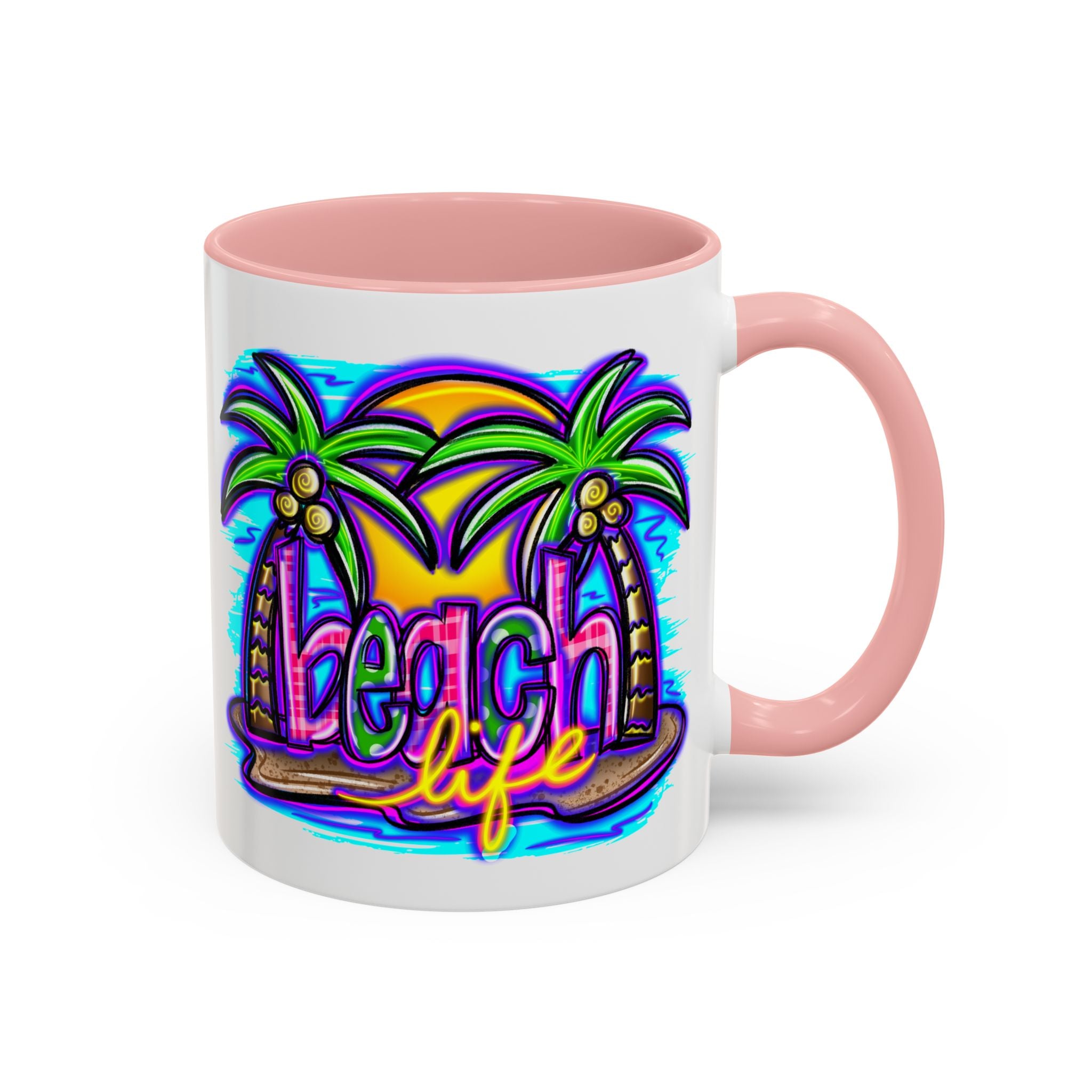 Beach Life Coffee Mug — Tropical Palm Sunset Accent Mug (11/15oz)
